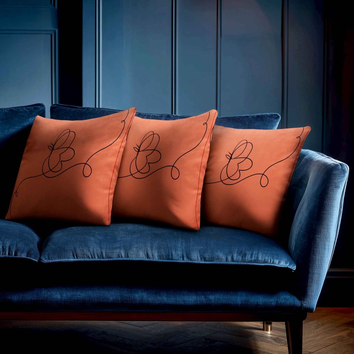 Butterfly | Sustainable Velvet Cushion - Burnt Ochre 40 x 40 cm Standard by Izabela Peters