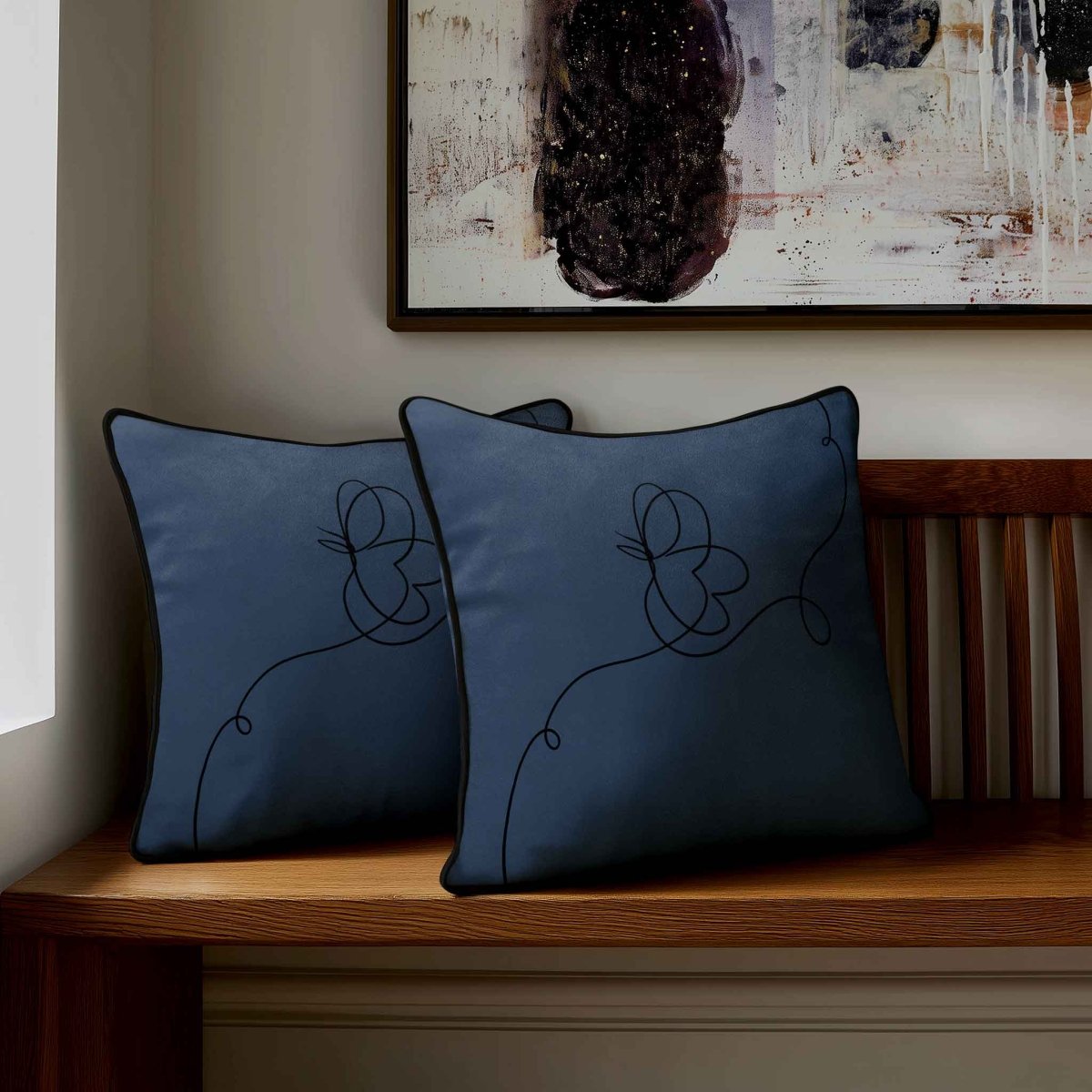Butterfly | Sustainable Velvet Cushion - Petrol Blue 40 x 40 cm Standard by Izabela Peters
