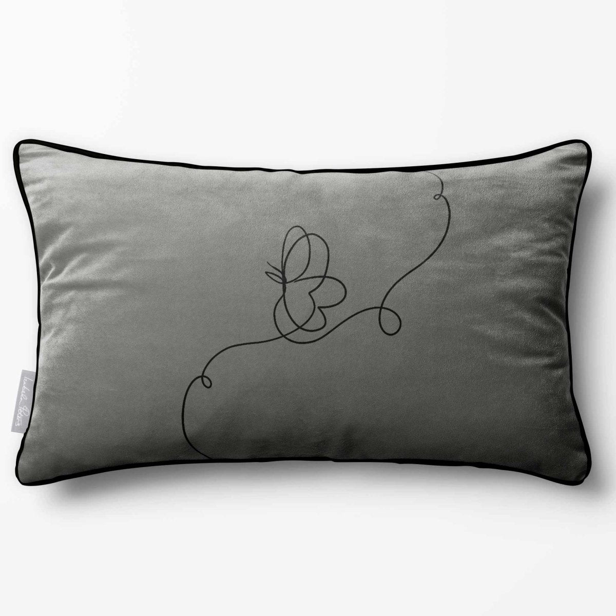 Butterfly | Sustainable Velvet Rectangle Cushion - Beluga 50 x 30 cm Piped by Izabela Peters