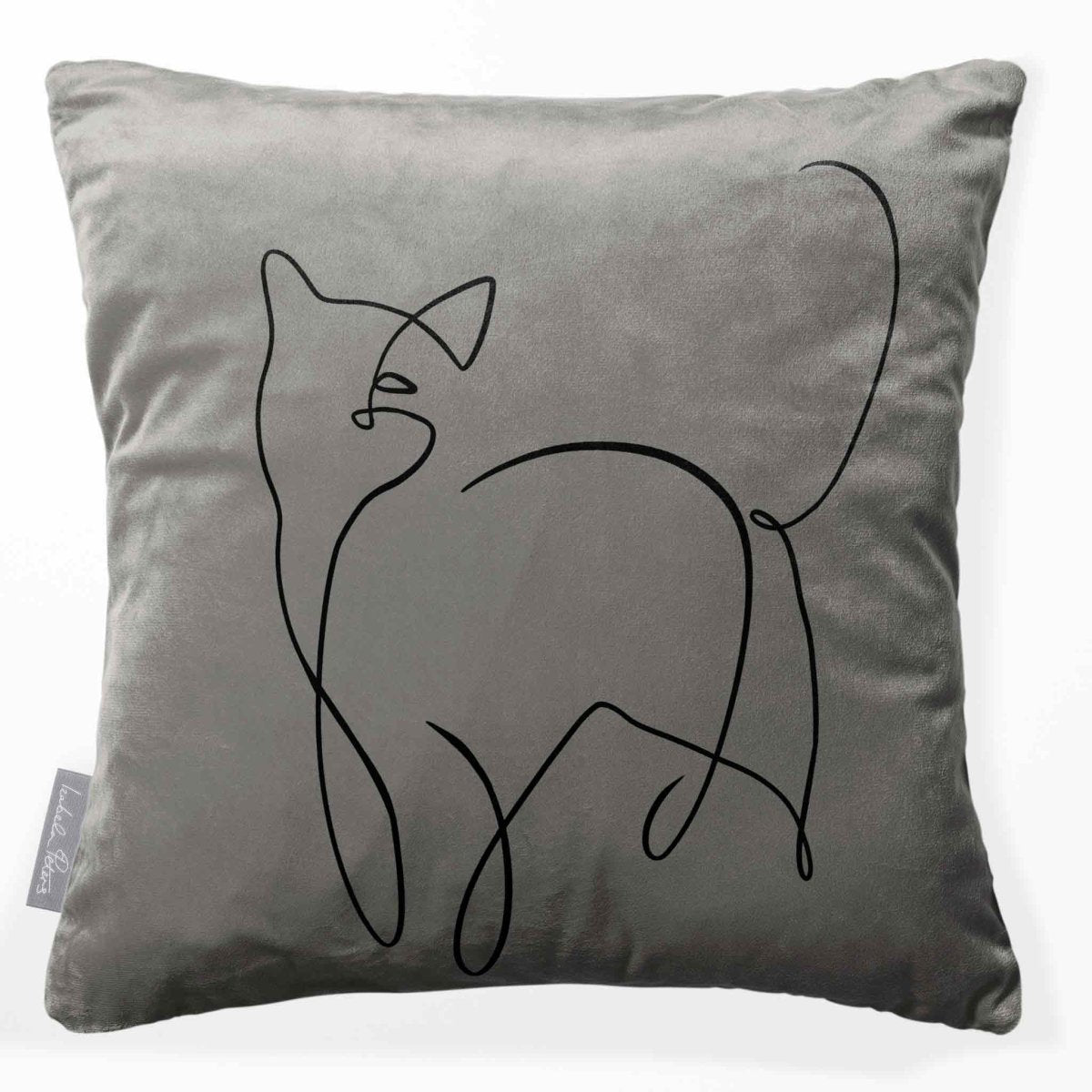 Cat | Sustainable Velvet Cushion - Beluga 40 x 40 cm Standard by Izabela Peters