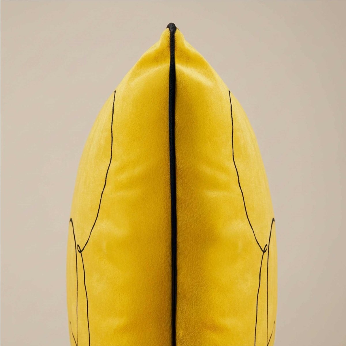 Cat | Sustainable Velvet Cushion - Mustard Ochre 40 x 40 cm Standard by Izabela Peters