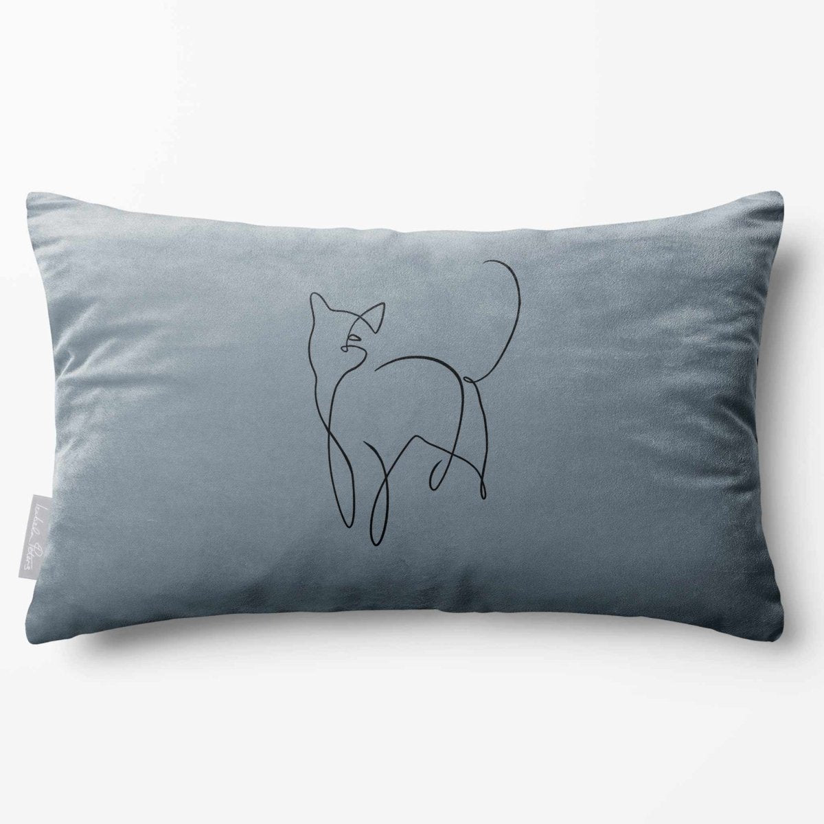 Cat | Sustainable Velvet Rectangle Cushion - French Grey 50 x 30 cm Standard by Izabela Peters