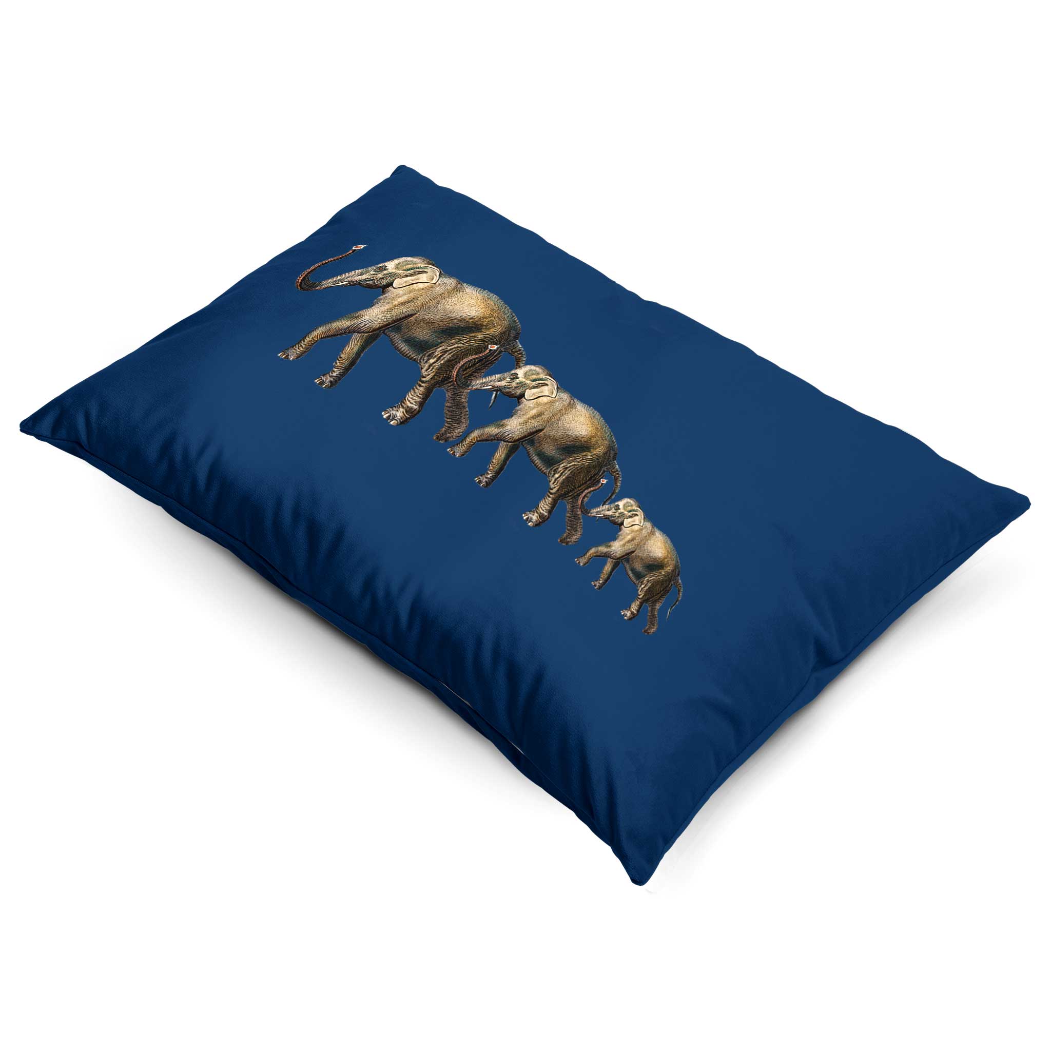 Elephants | Sustainable Velvet Rectangle Cushion - Estate Blue 50 x 30 cm Cover Only by Izabela Peters