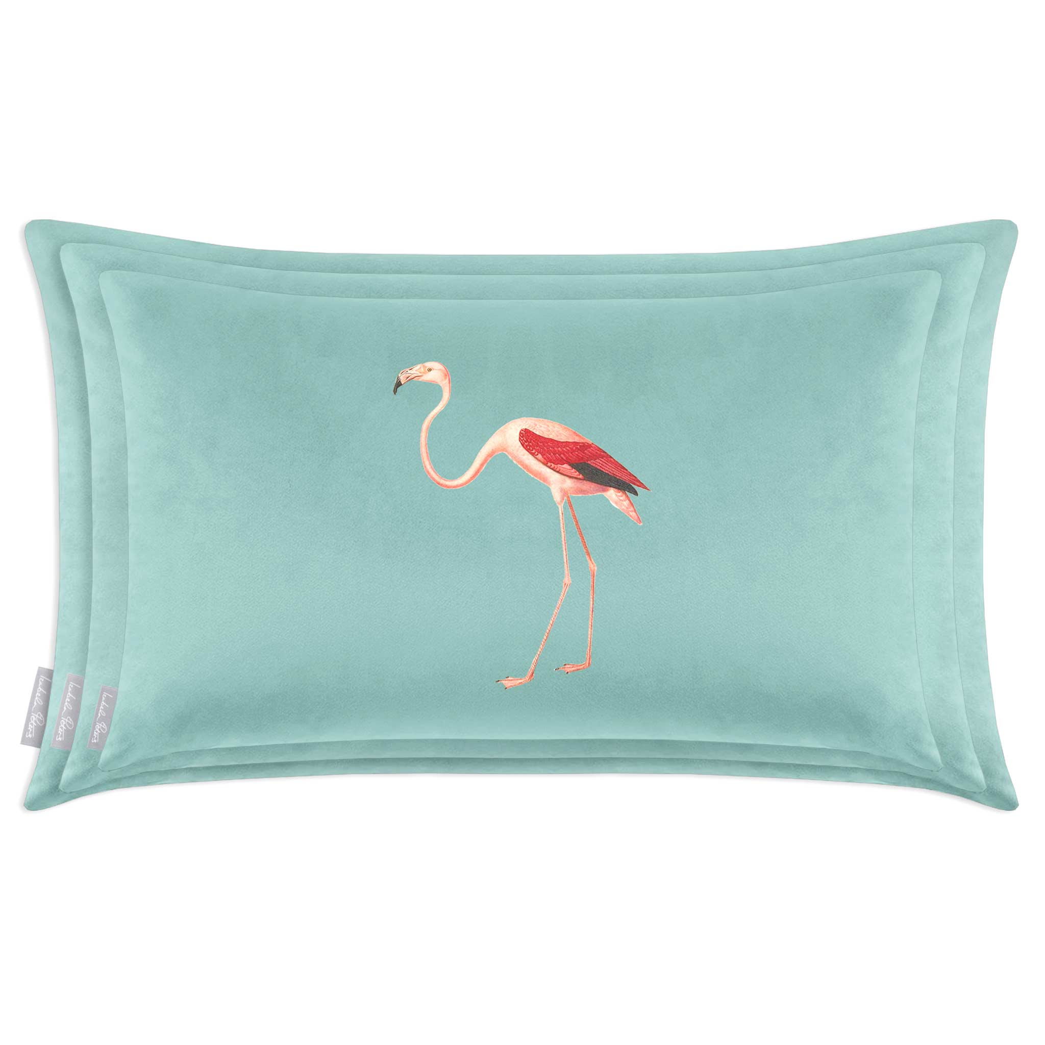Flamingo | Sustainable Velvet Rectangle Cushion - Blue Surf 50 x 30 cm Cover Only by Izabela Peters