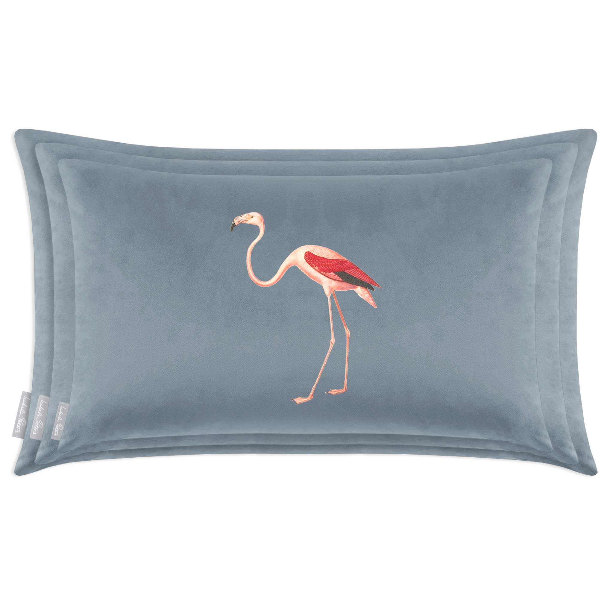 Flamingo | Sustainable Velvet Rectangle Cushion - French Grey 50 x 30 cm Cover Only by Izabela Peters