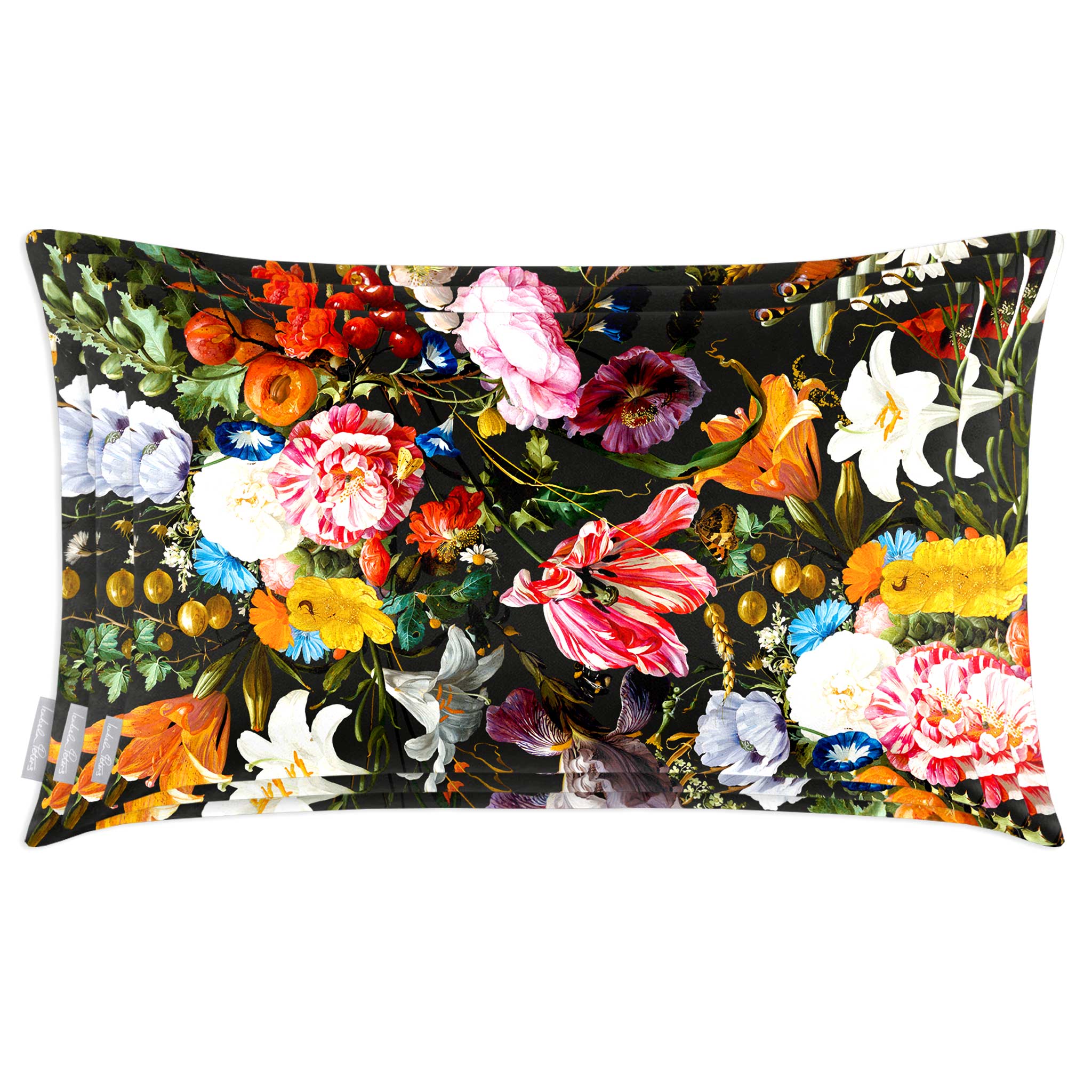 Floral Dream | Sustainable Velvet Rectangle Cushion in Charcoal 50 x 30 cm Cover Only | Izabela Peters