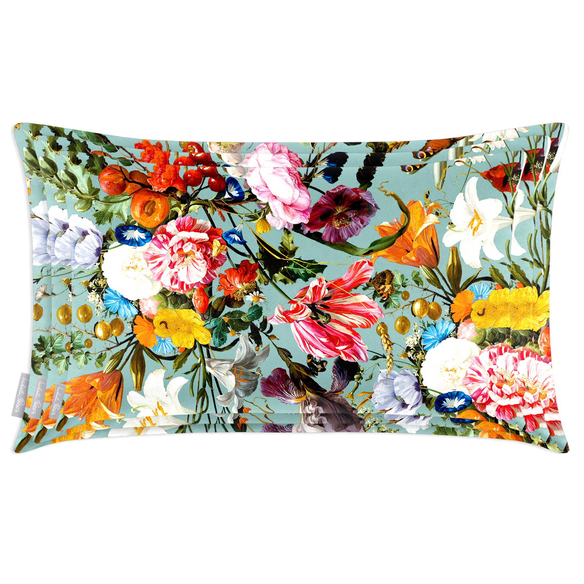 Floral Dream | Sustainable Velvet Rectangle Cushion - Blue Surf 50 x 30 cm Cover Only by Izabela Peters
