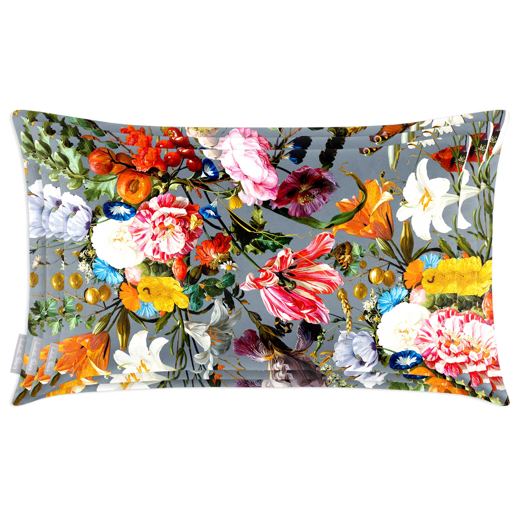 Floral Dream | Sustainable Velvet Rectangle Cushion in French Grey 50 x 30 cm Cover Only | Izabela Peters