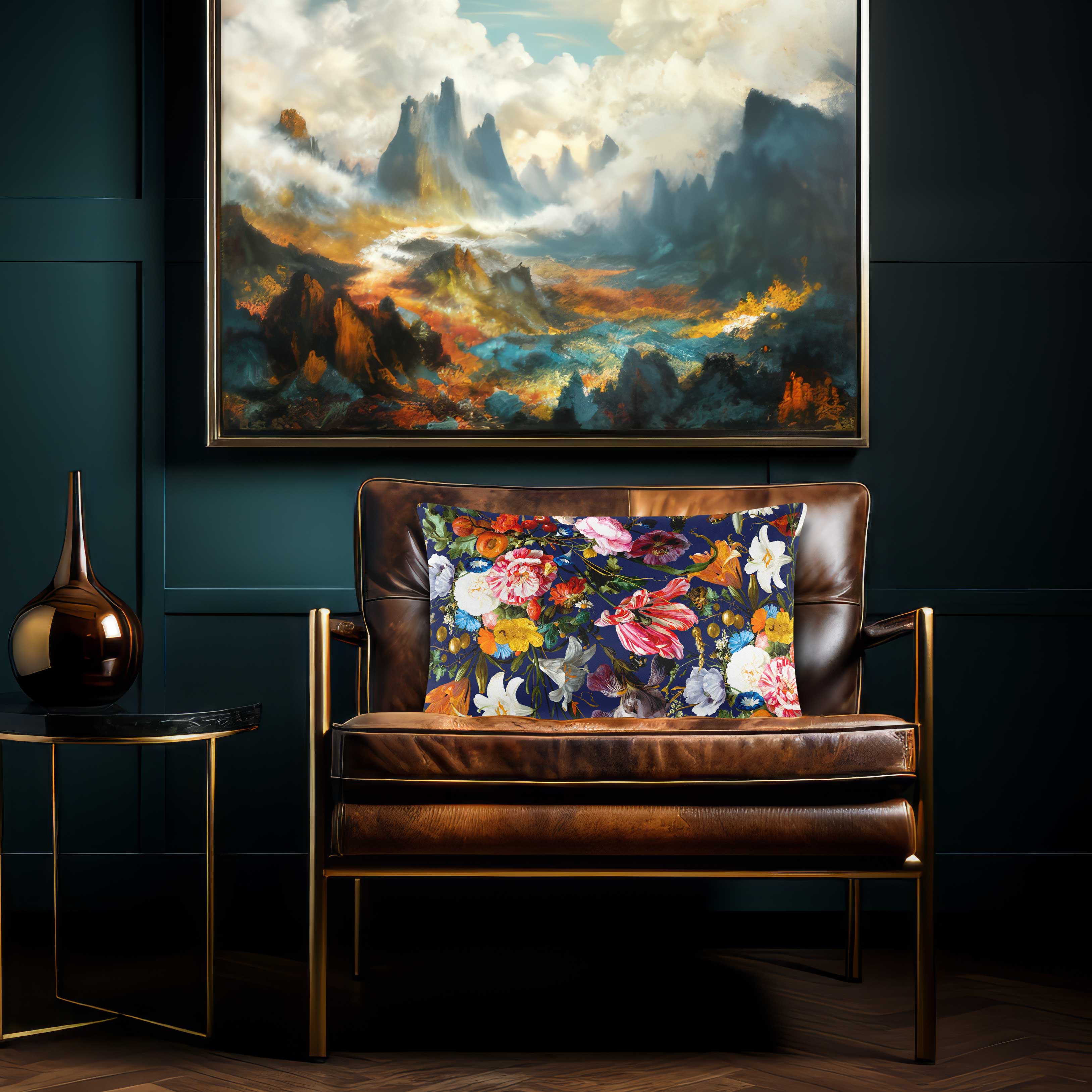 Floral Dream | Sustainable Velvet Rectangle Cushion - Midnight 50 x 30 cm Cover Only by Izabela Peters
