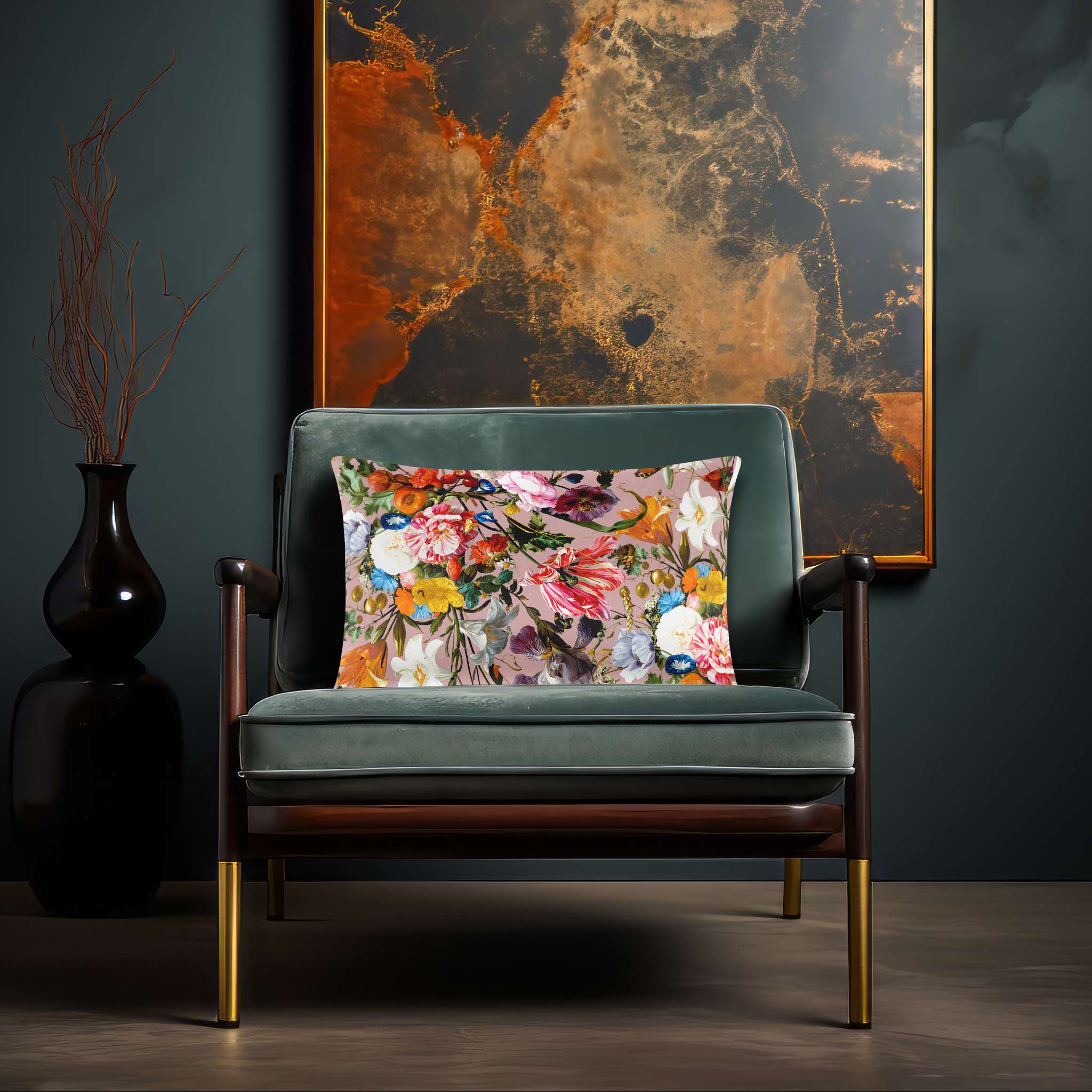 Floral Dream | Sustainable Velvet Rectangle Cushion - Rosewater 50 x 30 cm Cover Only by Izabela Peters