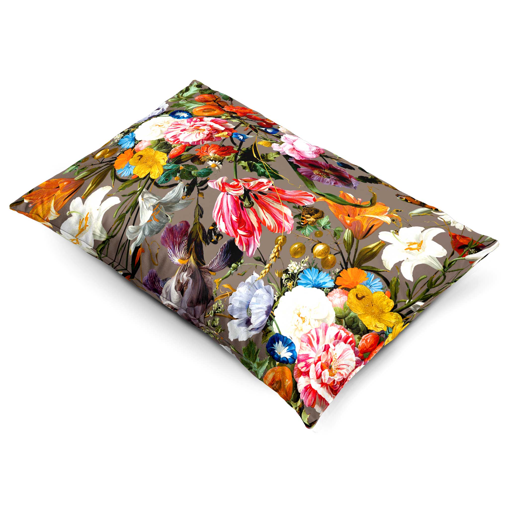 Floral Dream | Sustainable Velvet Rectangle Cushion - Dovedale Stone 50 x 30 cm Cover Only by Izabela Peters