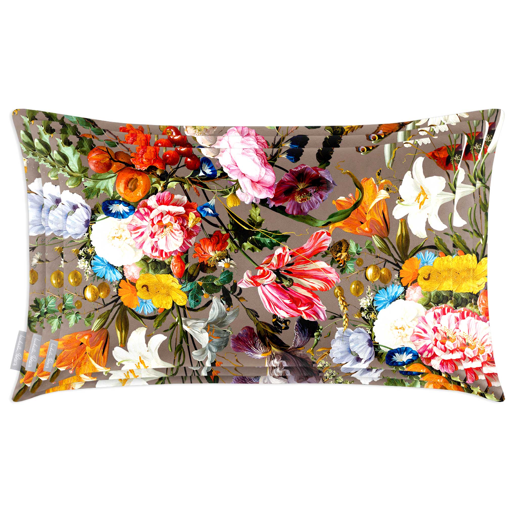 Floral Dream | Sustainable Velvet Rectangle Cushion in Dovedale Stone 50 x 30 cm Cover Only | Izabela Peters