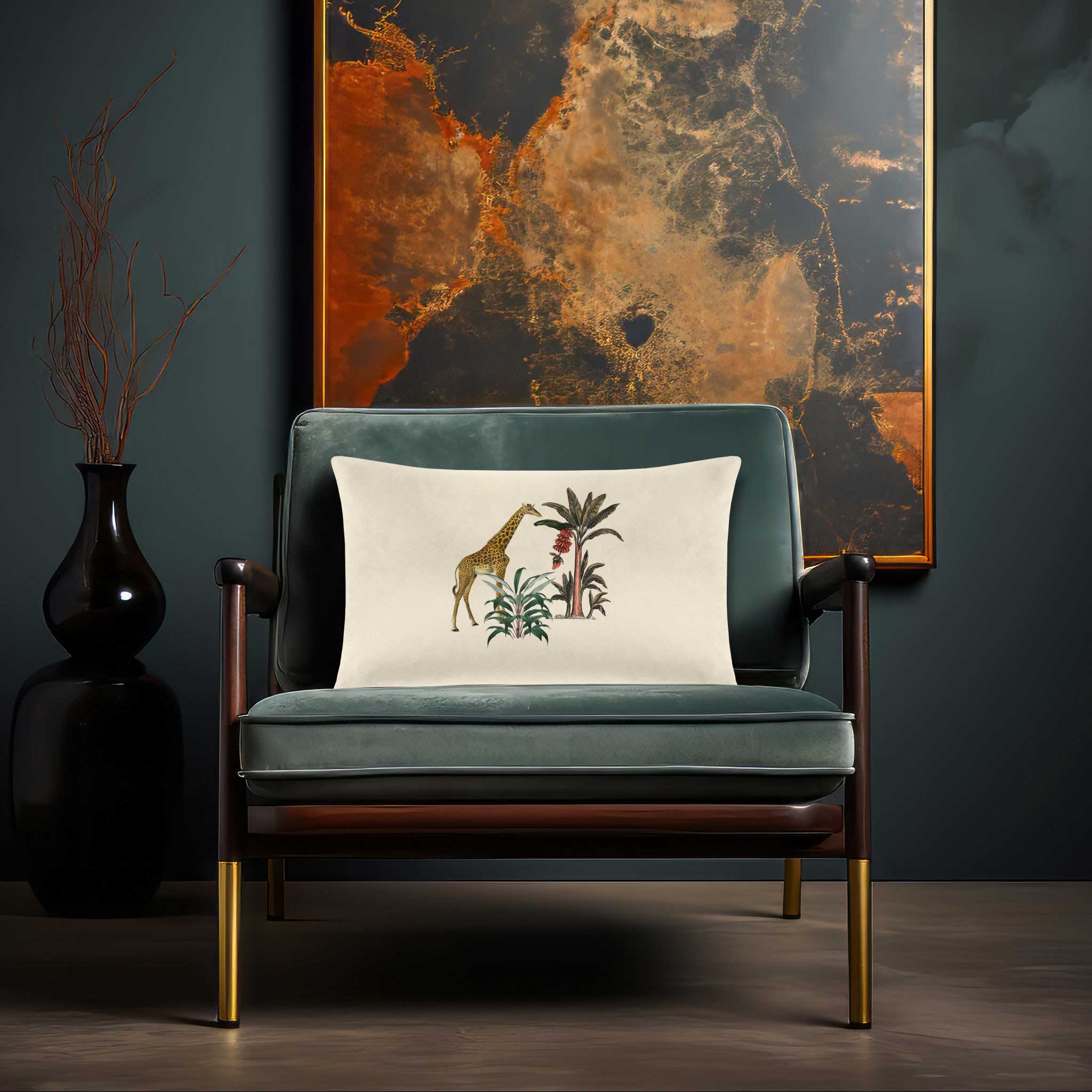 Giraffe | Sustainable Velvet Rectangle Cushion - Ivory Cream 50 x 30 cm Cover Only by Izabela Peters