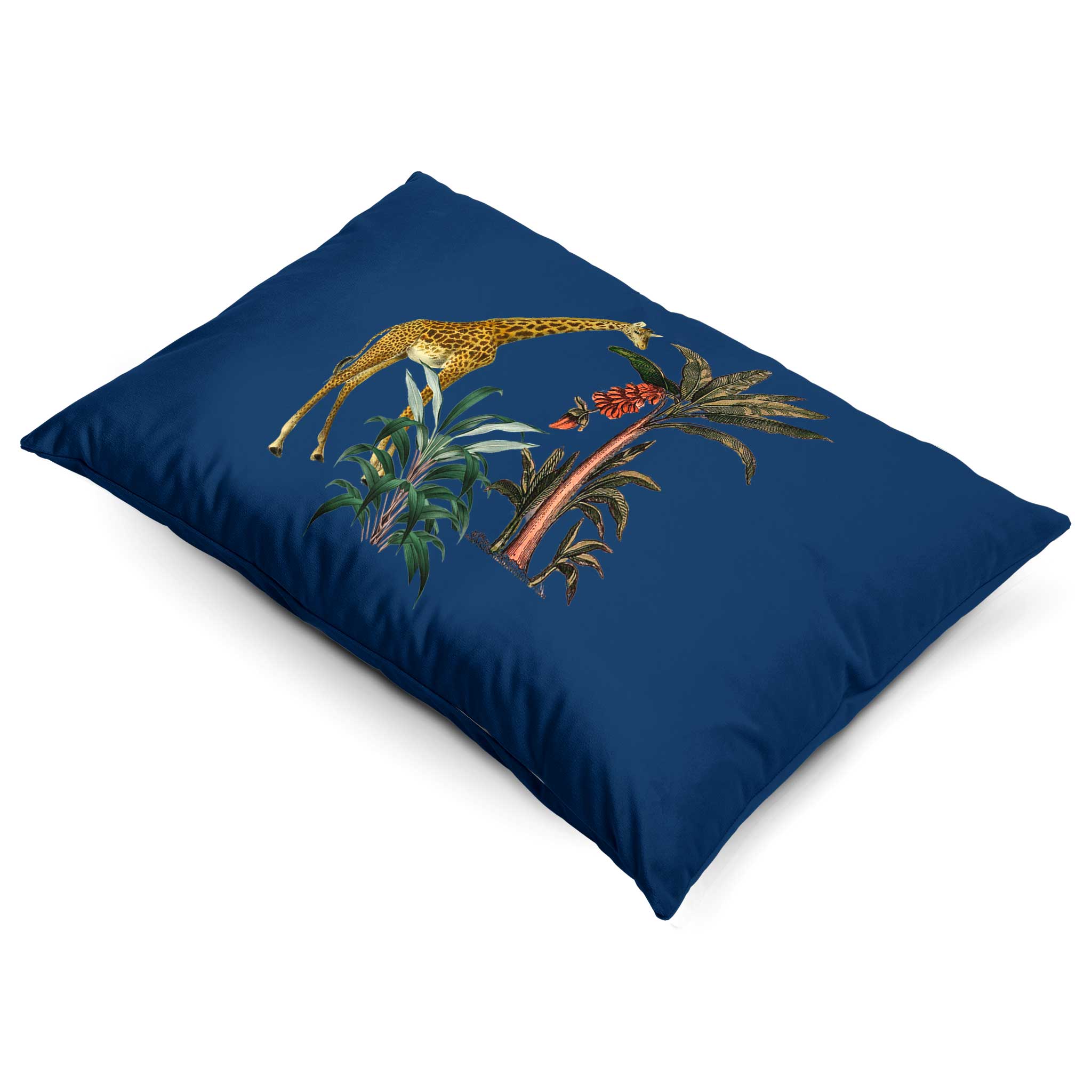 Giraffe | Sustainable Velvet Rectangle Cushion - Estate Blue 50 x 30 cm Cover Only by Izabela Peters