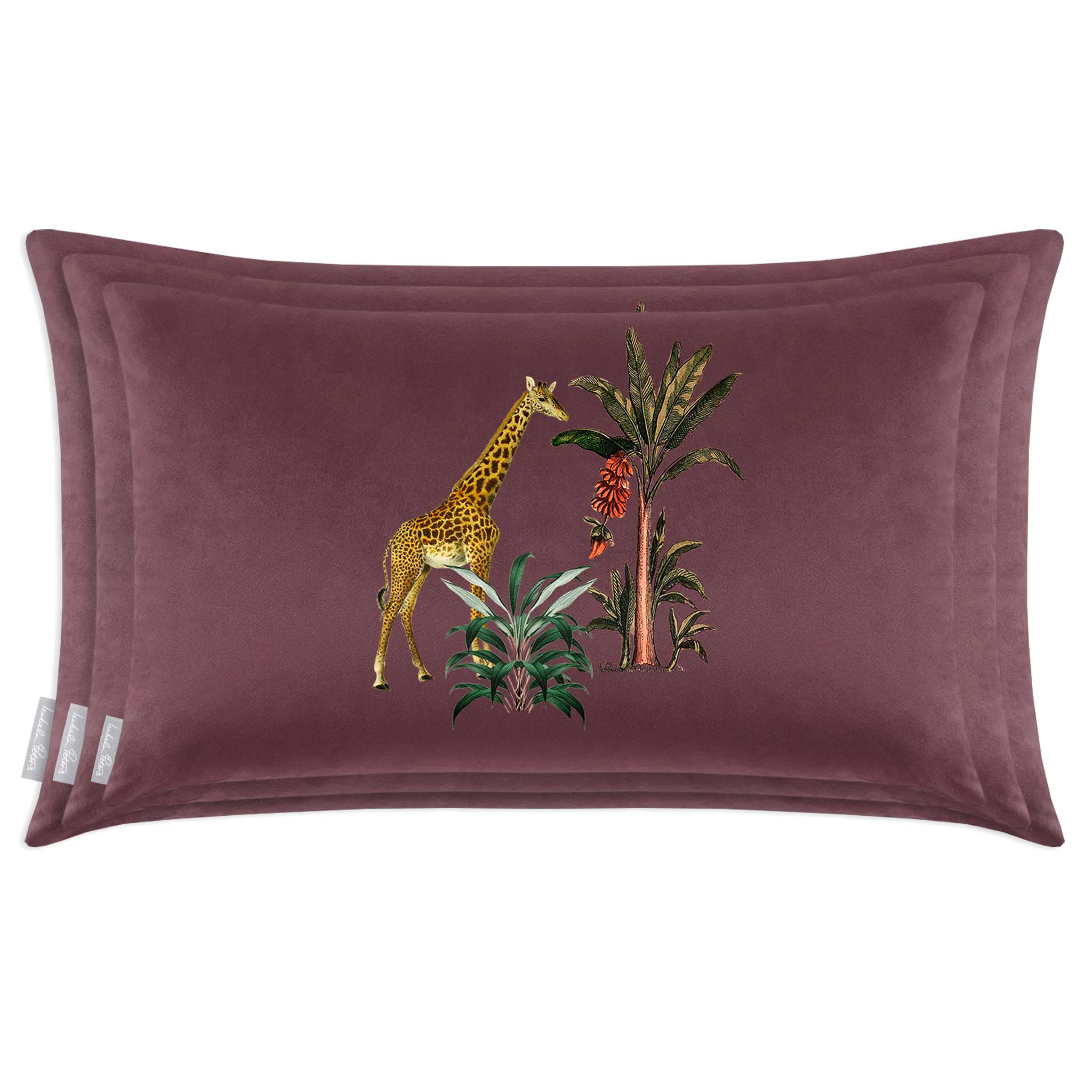 Giraffe | Sustainable Velvet Rectangle Cushion - Emerald Green 50 x 30 cm Cover Only by Izabela Peters