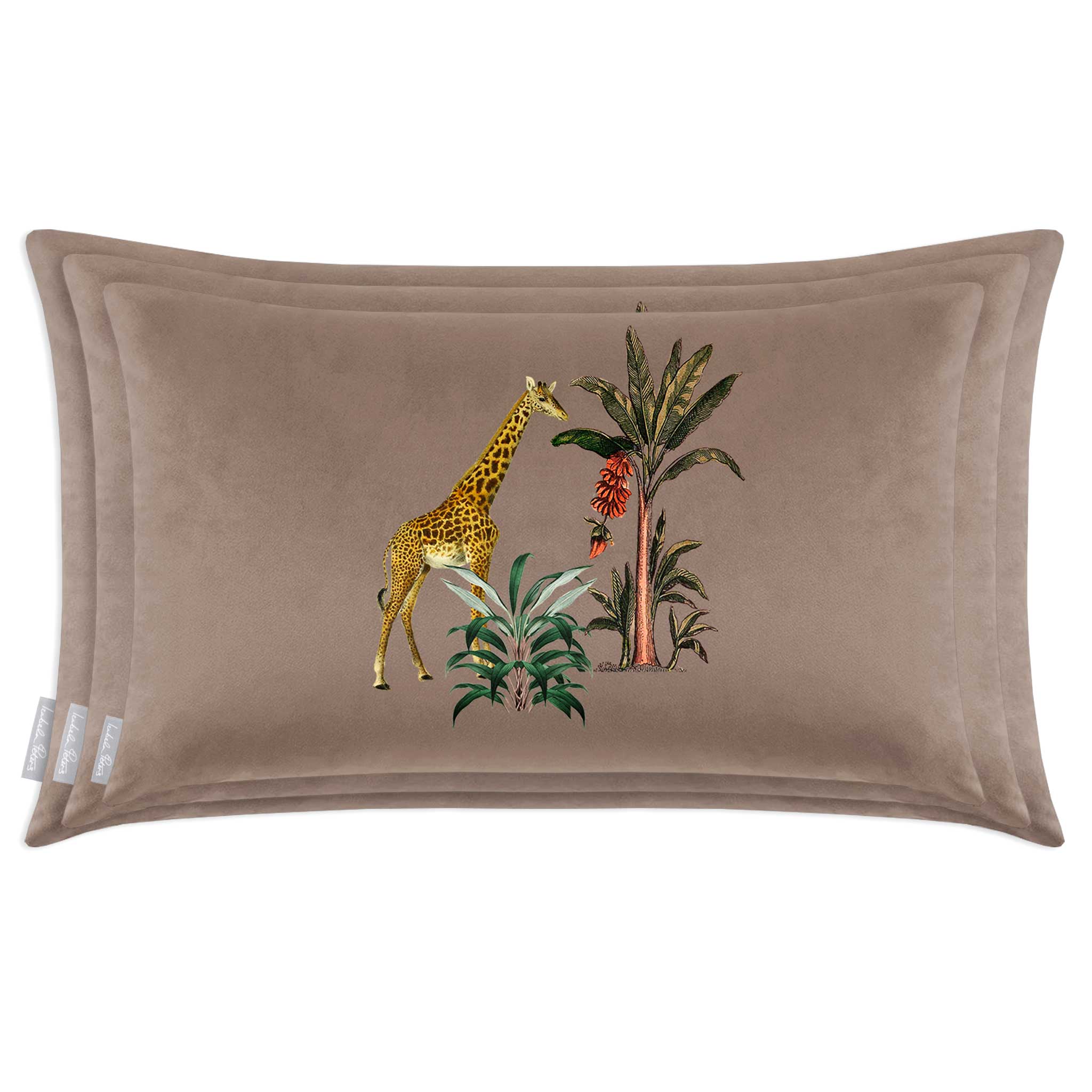 Giraffe | Sustainable Velvet Rectangle Cushion - Dovedale Stone 50 x 30 cm Cover Only by Izabela Peters