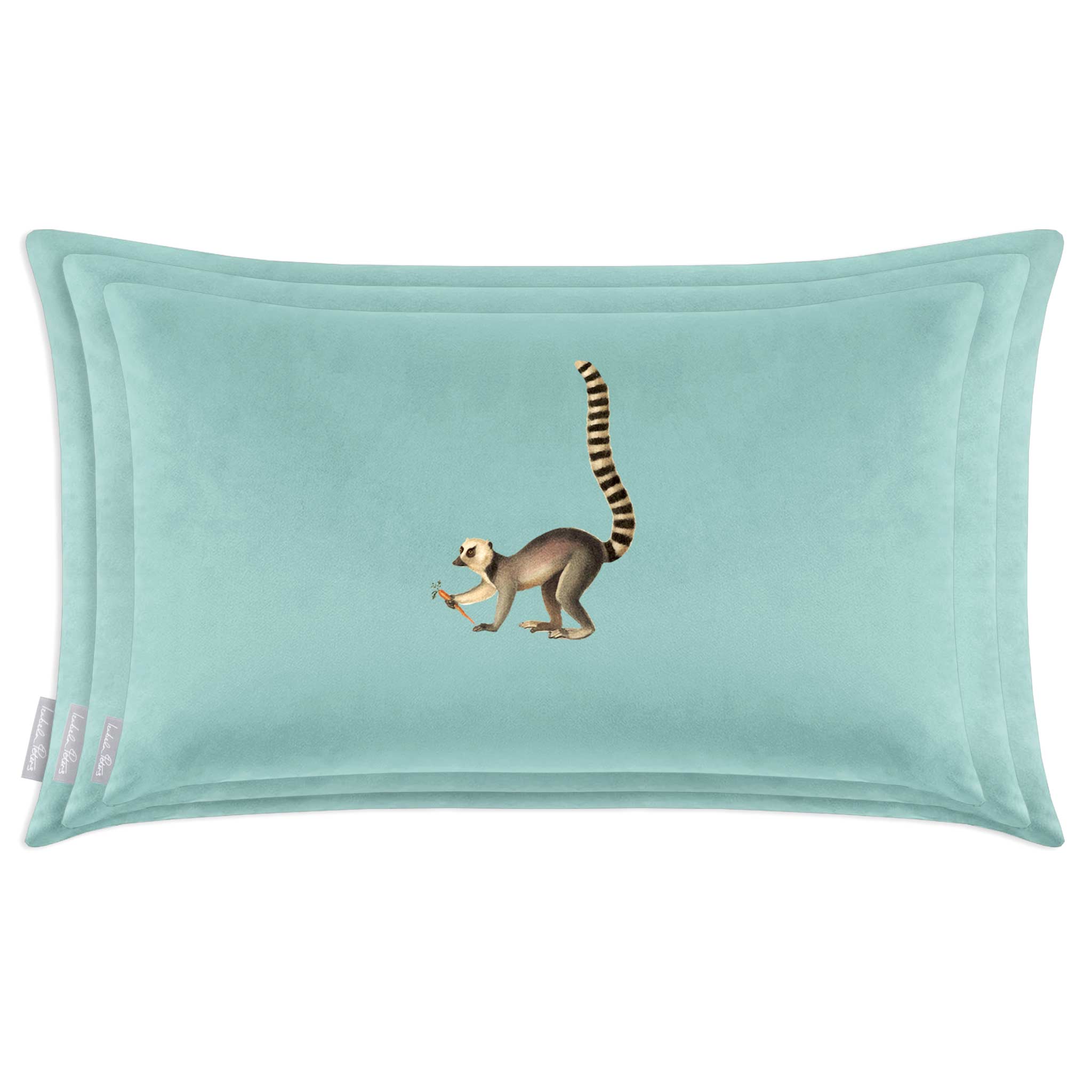 Lemur | Sustainable Velvet Rectangle Cushion in Dovedale Stone 50 x 30 cm Cover Only | Izabela Peters