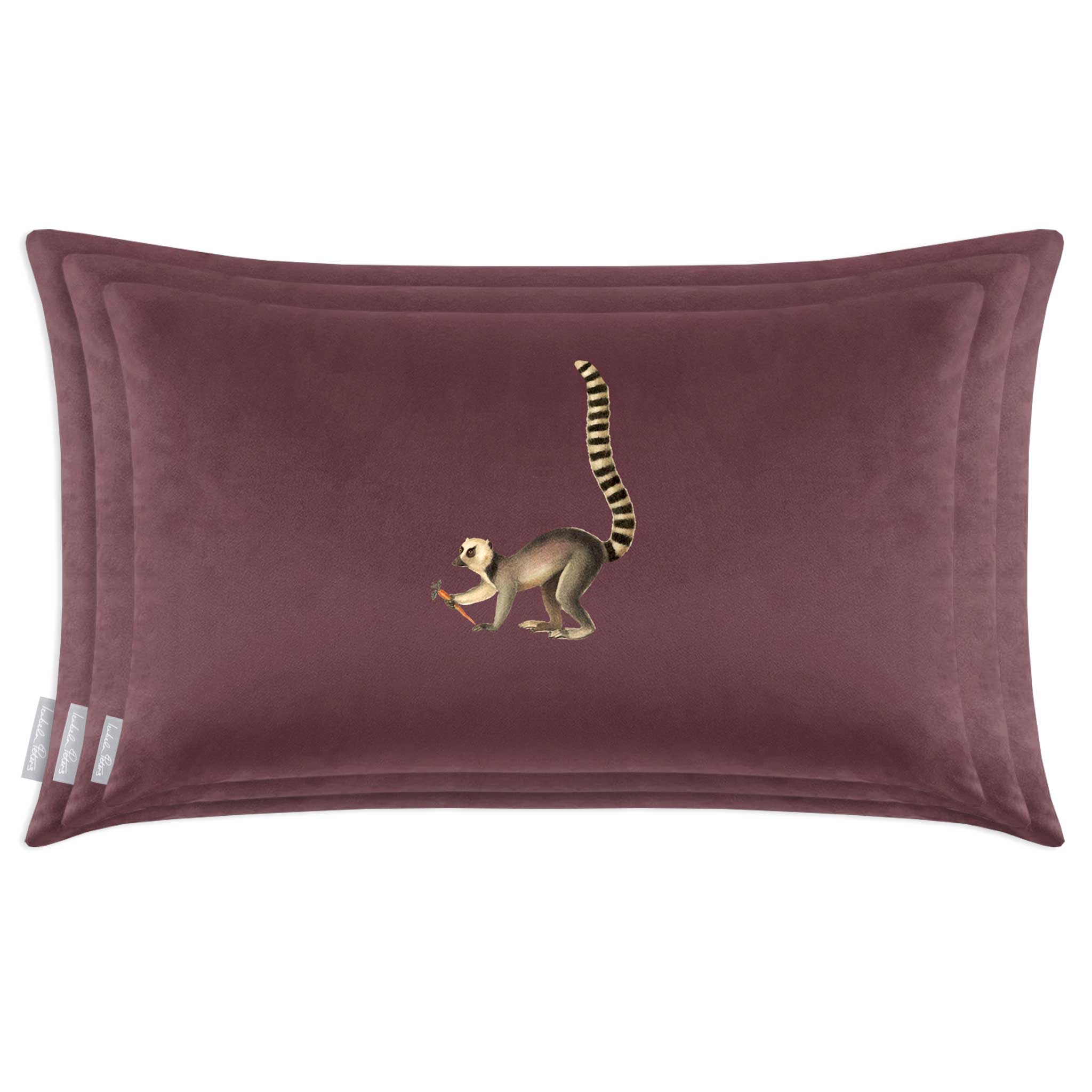 Lemur | Sustainable Velvet Rectangle Cushion - Italian Grape 50 x 30 cm Cover Only by Izabela Peters