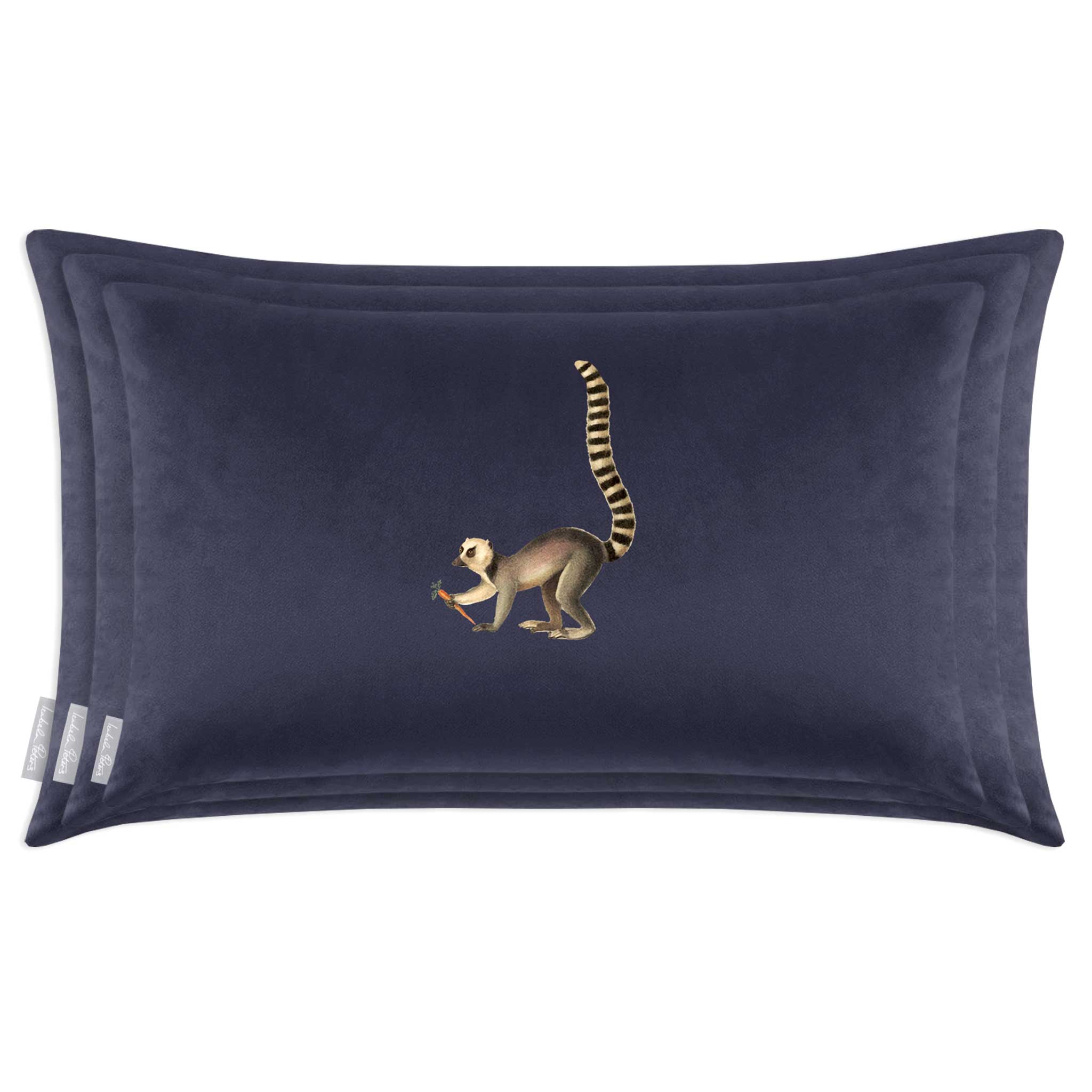 Lemur | Sustainable Velvet Rectangle Cushion - Graphite 50 x 30 cm Cover Only by Izabela Peters