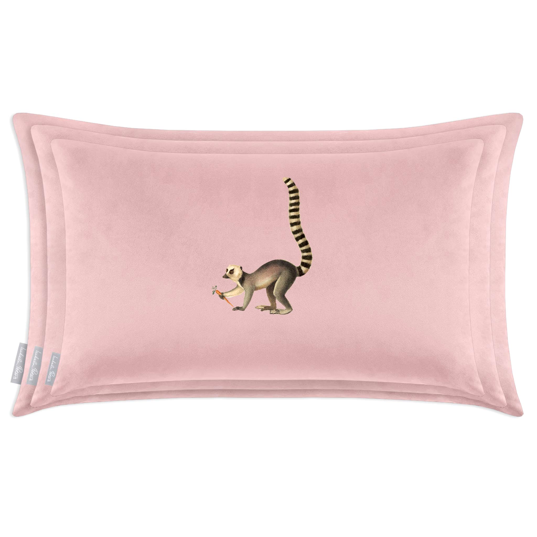 Lemur | Sustainable Velvet Rectangle Cushion - Rosewater 50 x 30 cm Cover Only by Izabela Peters