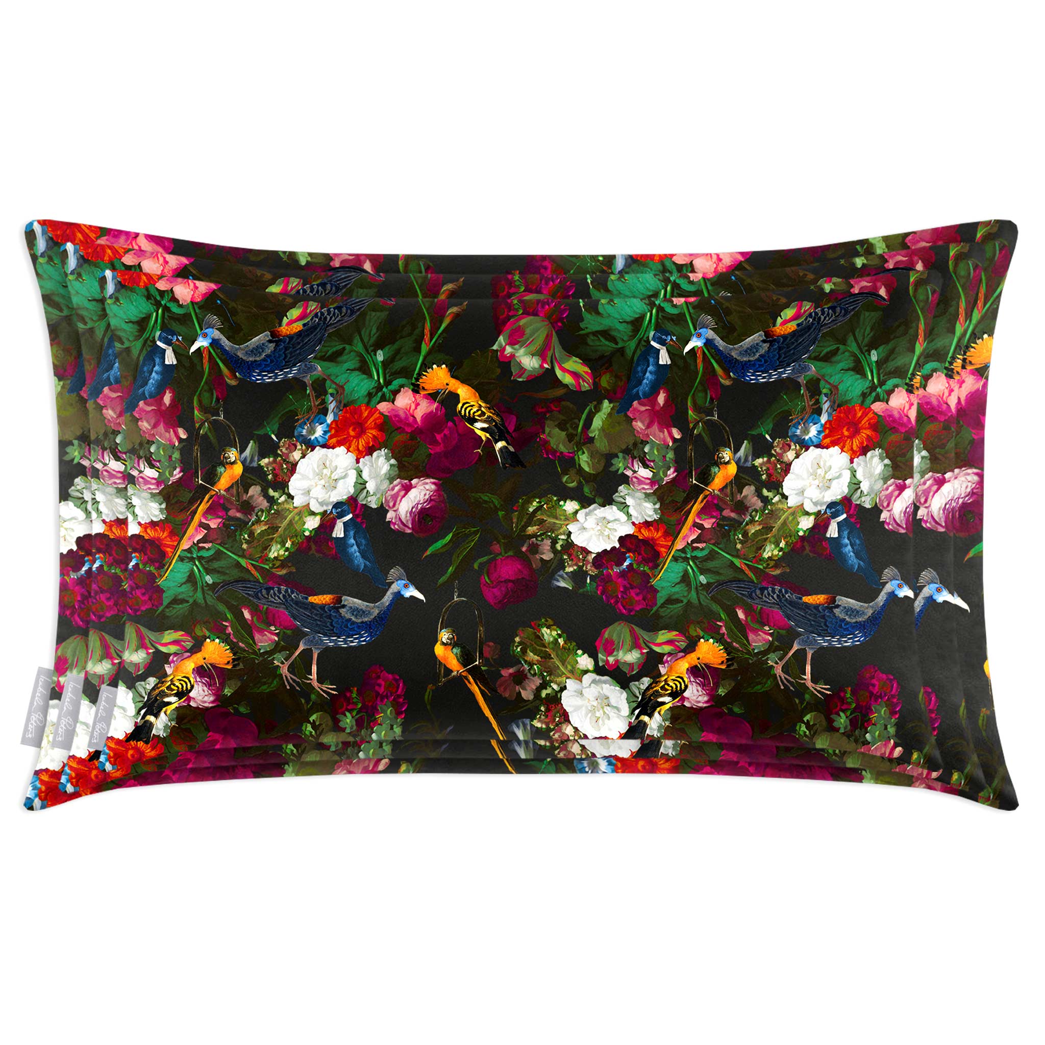 Manor House Garden | Sustainable Velvet Rectangle Cushion - Charcoal 50 x 30 cm Cover Only by Izabela Peters