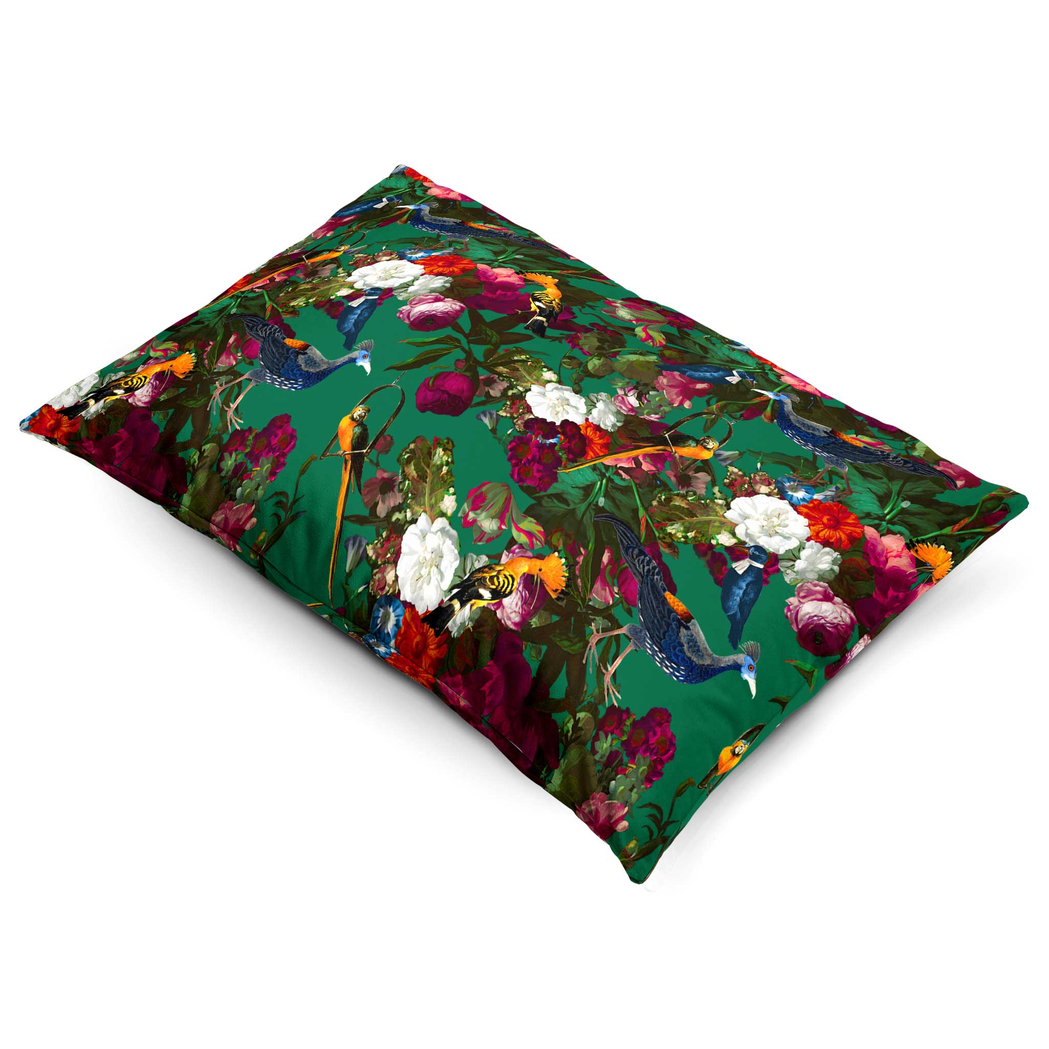 Manor House Garden | Sustainable Velvet Rectangle Cushion in Emerald Green 50 x 30 cm Cover Only | Izabela Peters