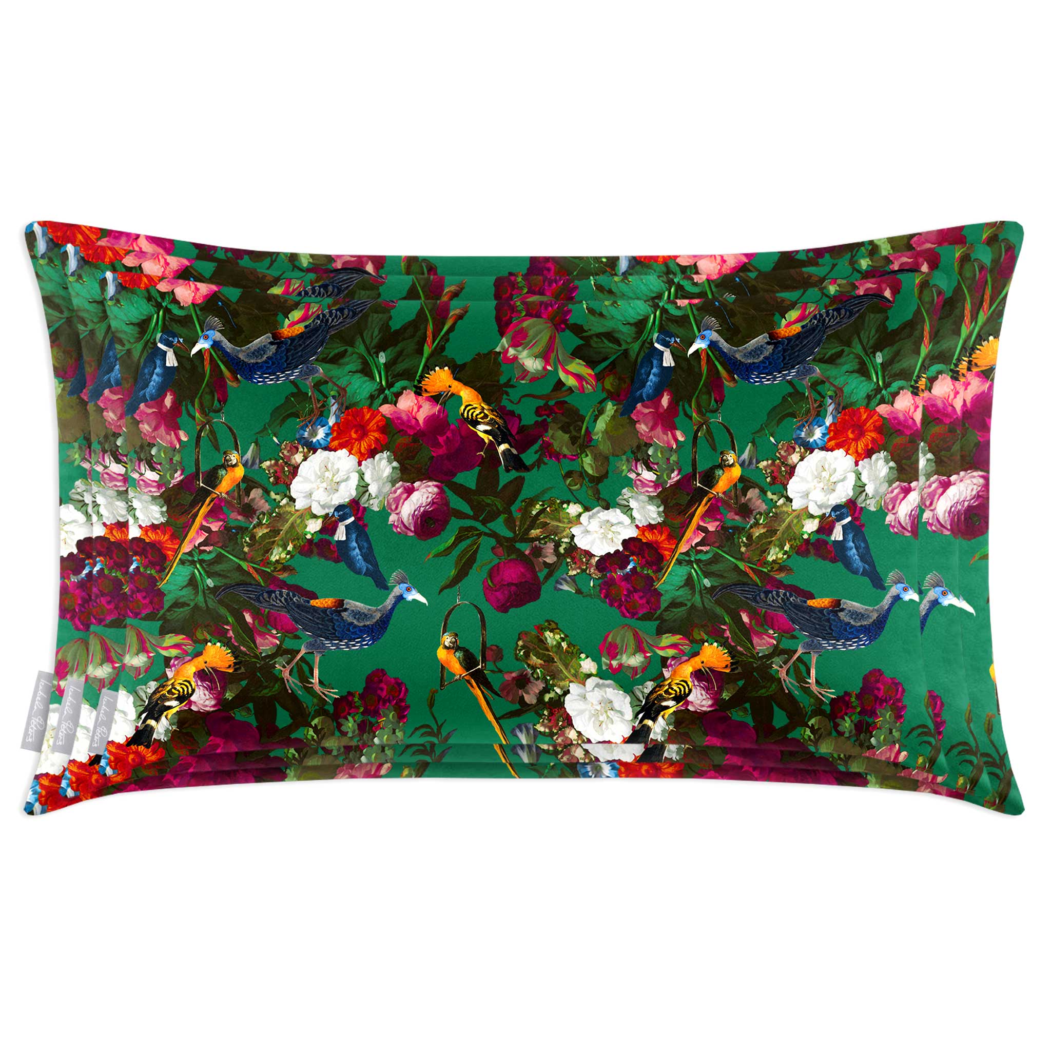 Manor House Garden | Sustainable Velvet Rectangle Cushion - Emerald Green 50 x 30 cm Cover Only by Izabela Peters