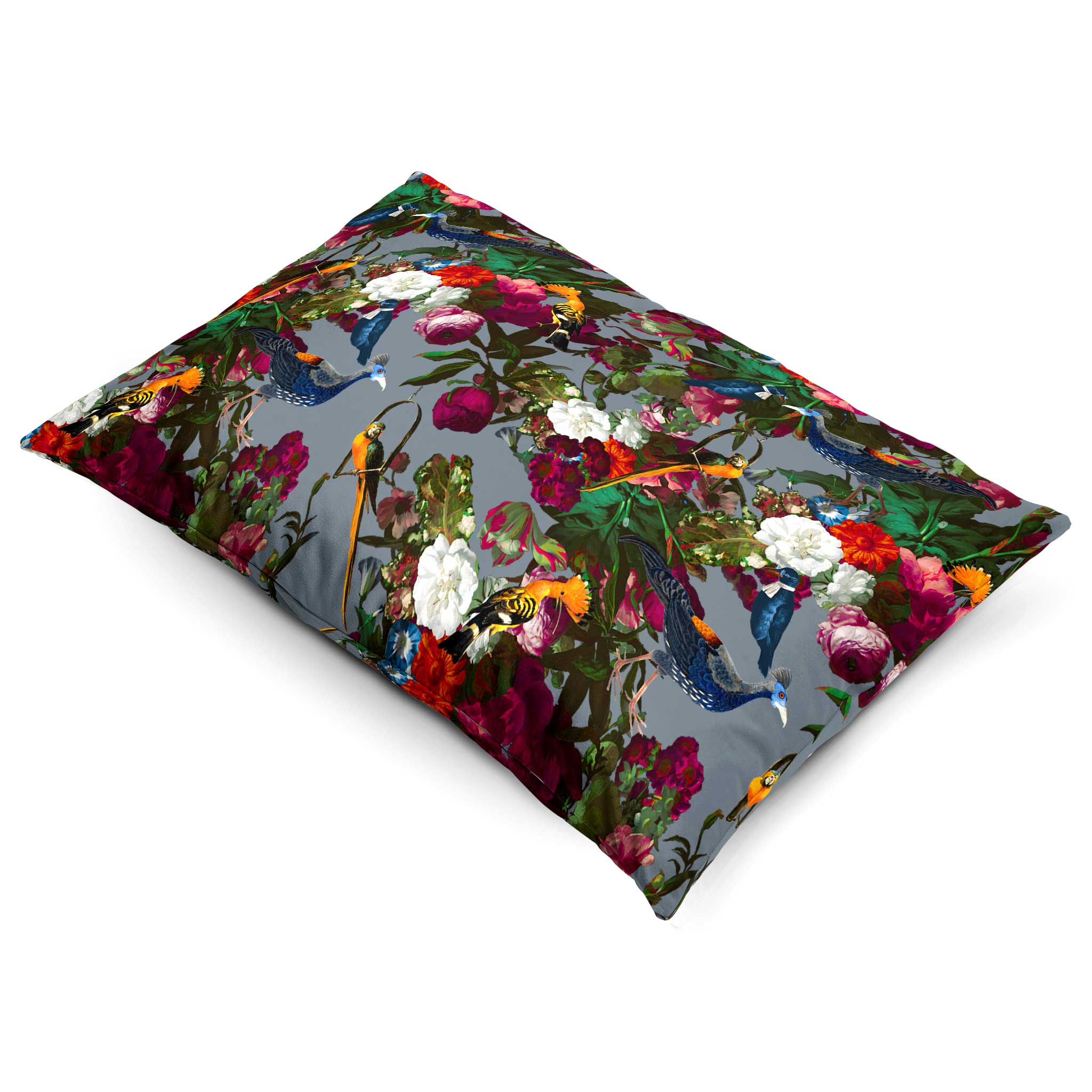 Manor House Garden | Sustainable Velvet Rectangle Cushion - French Grey 50 x 30 cm Cover Only by Izabela Peters