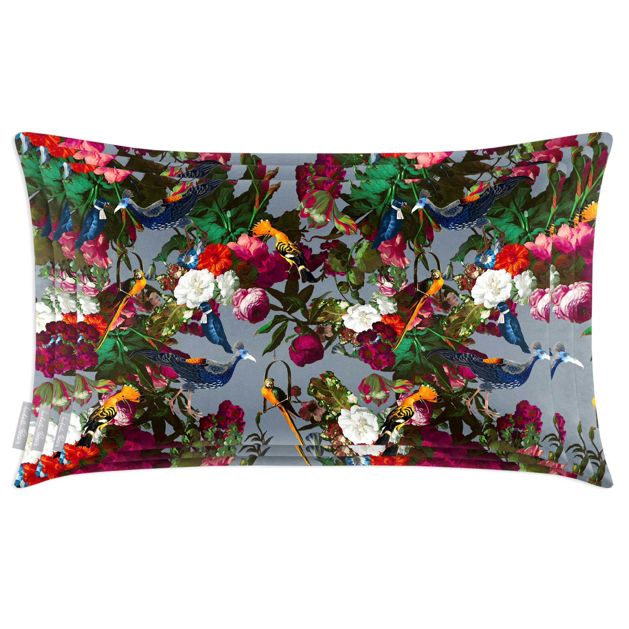 Manor House Garden | Sustainable Velvet Rectangle Cushion - French Grey 50 x 30 cm Cover Only by Izabela Peters