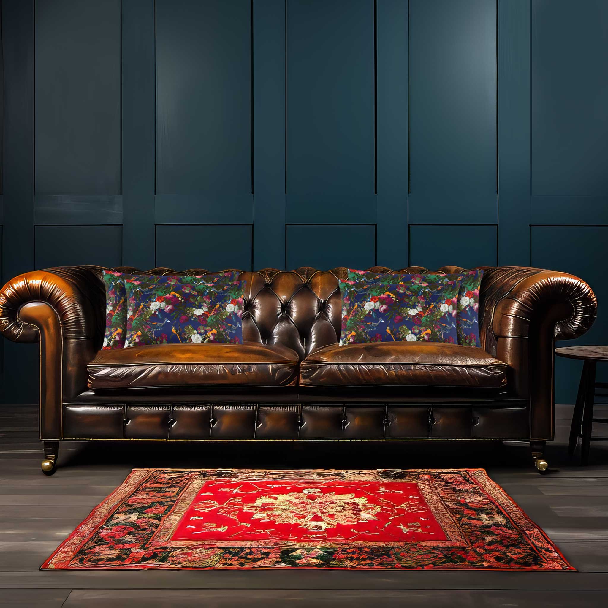 Manor House Garden | Sustainable Velvet Rectangle Cushion in Midnight 50 x 30 cm Cover Only | Izabela Peters