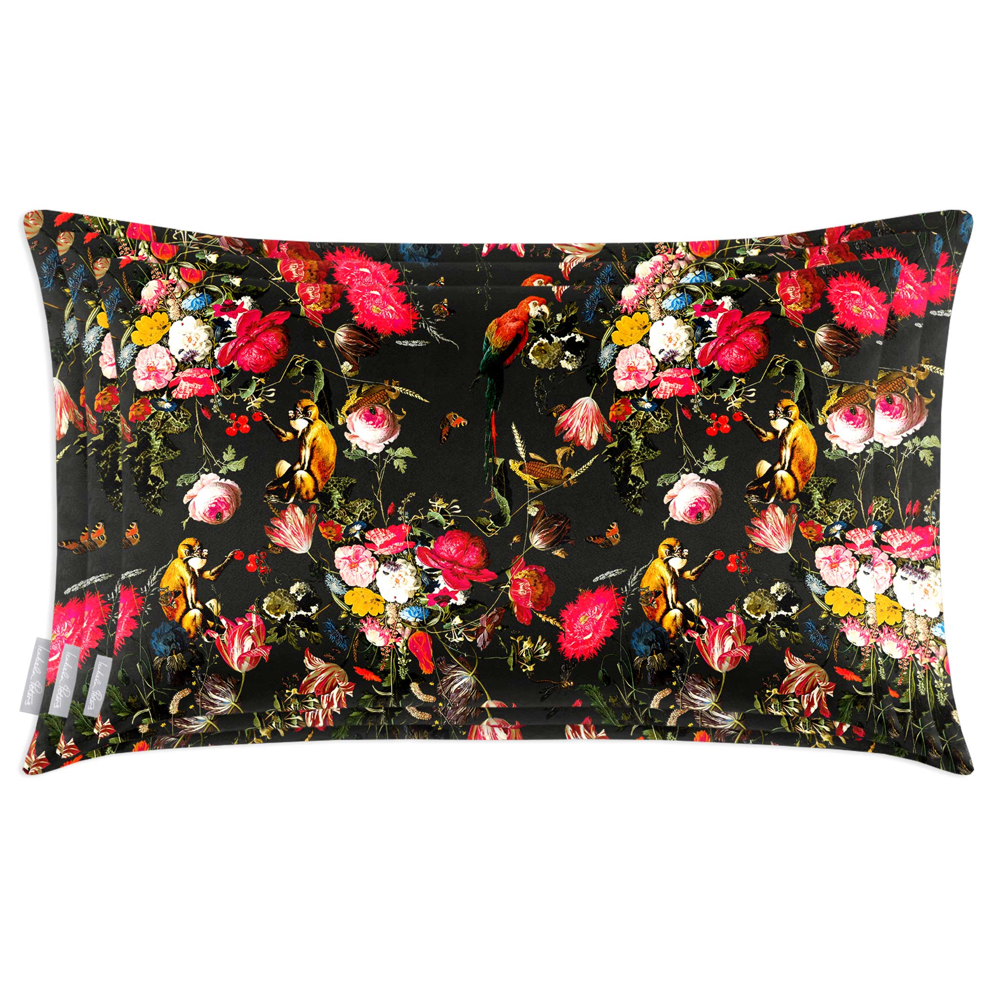 Monkey Puzzle | Sustainable Velvet Rectangle Cushion - Charcoal 50 x 30 cm Cover Only by Izabela Peters
