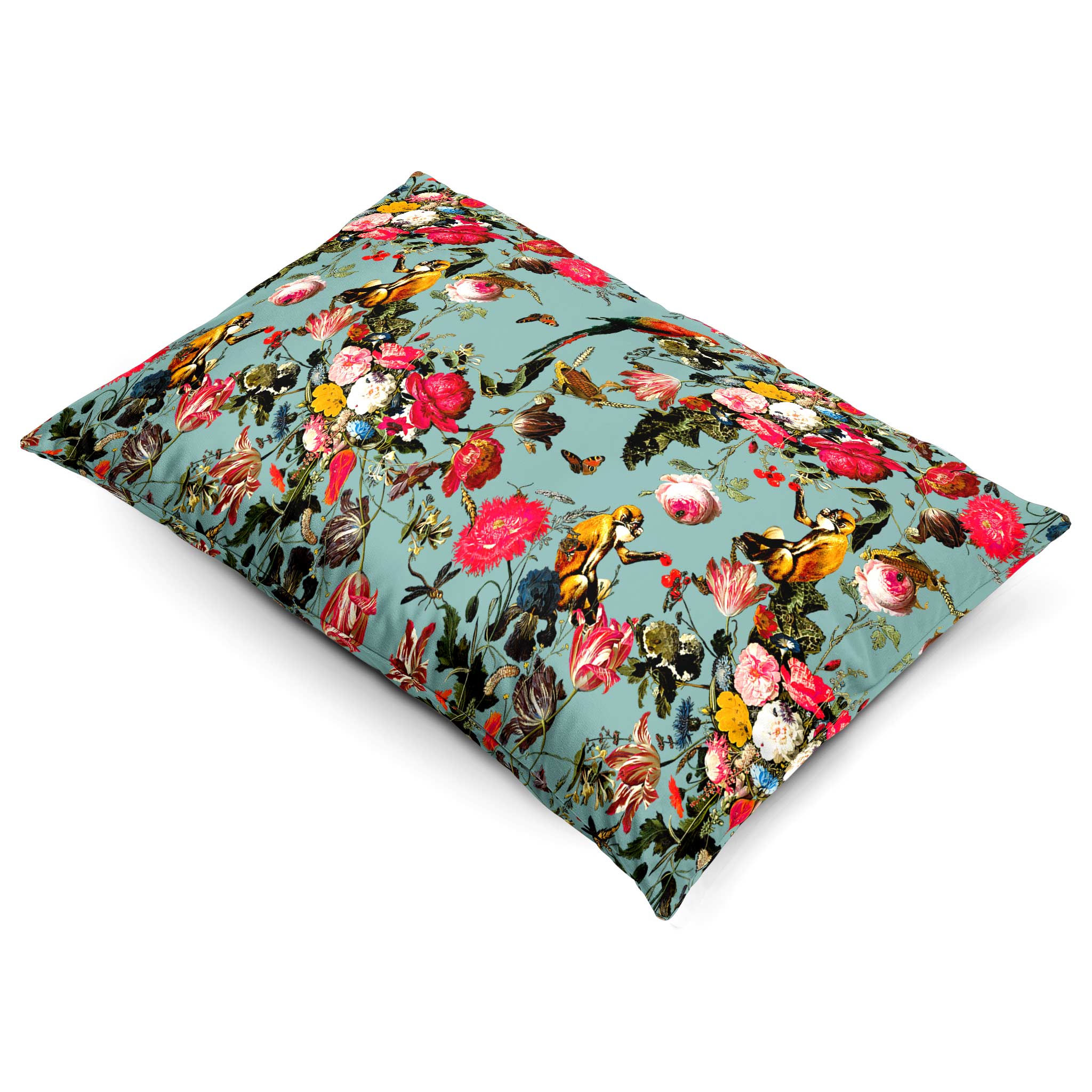 Monkey Puzzle | Sustainable Velvet Rectangle Cushion - Blue Surf 50 x 30 cm Cover Only by Izabela Peters