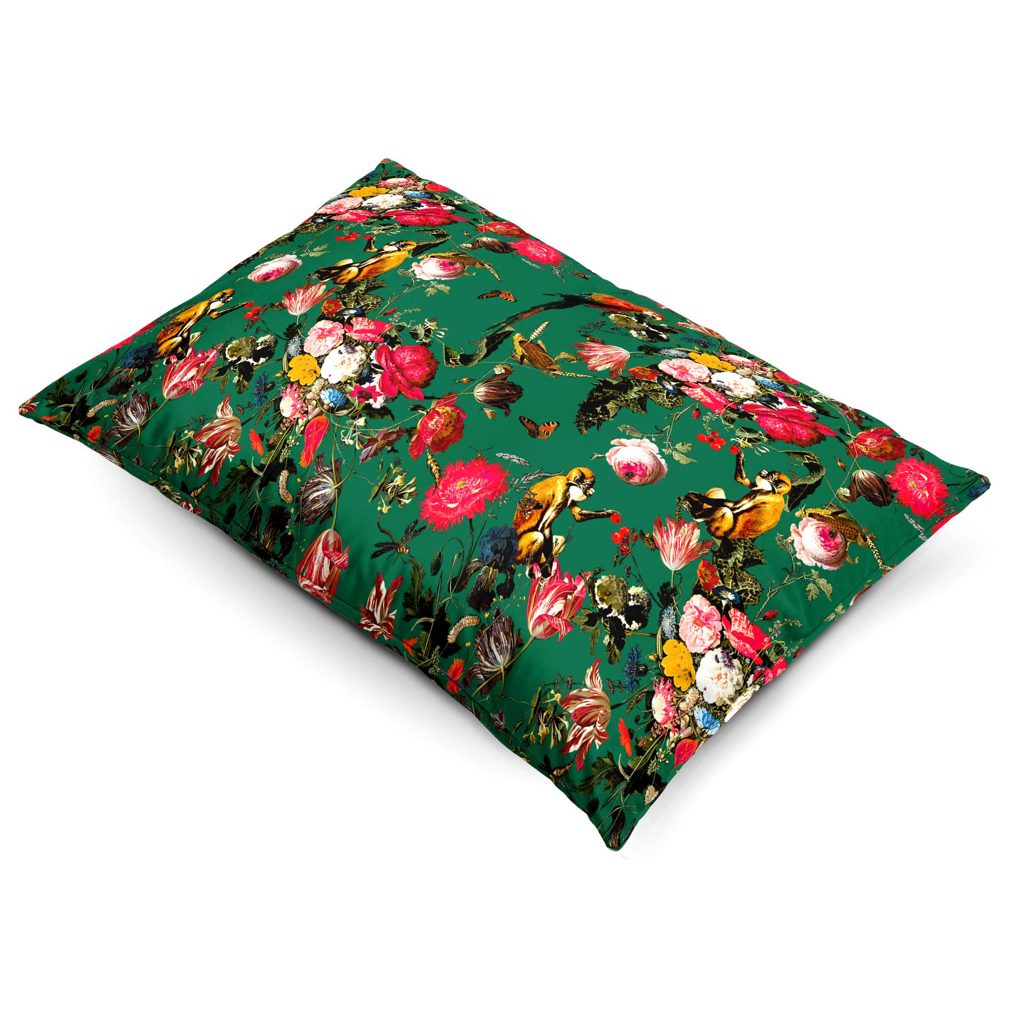 Monkey Puzzle | Sustainable Velvet Rectangle Cushion in Emerald Green 50 x 30 cm Cover Only | Izabela Peters