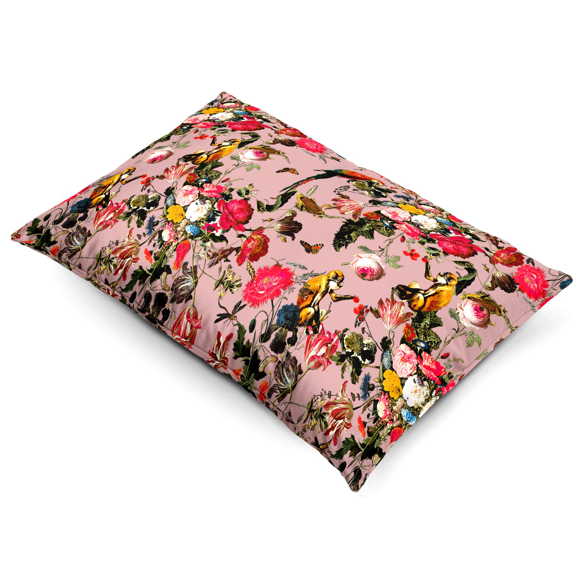 Monkey Puzzle | Sustainable Velvet Rectangle Cushion - Rosewater 50 x 30 cm Cover Only by Izabela Peters