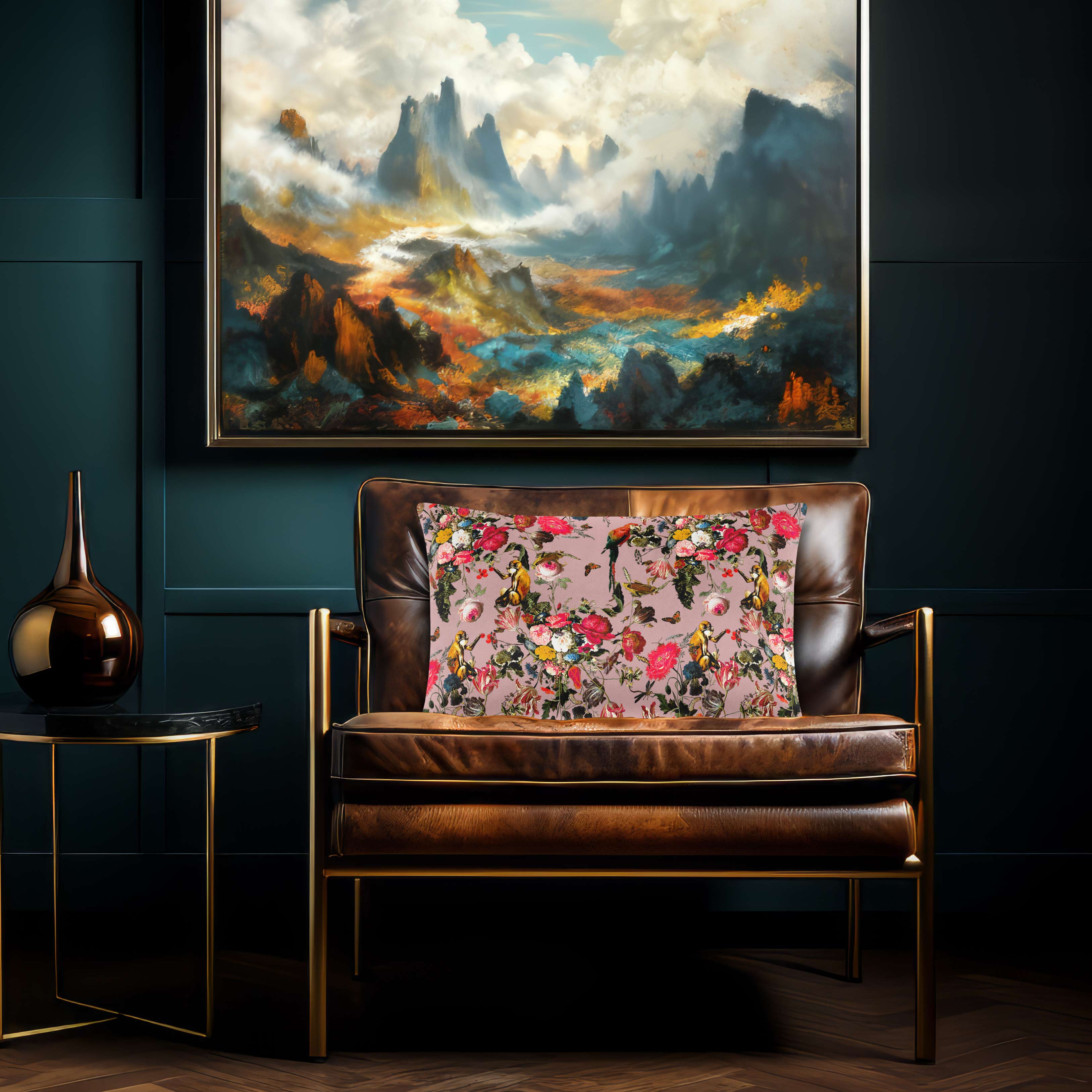 Monkey Puzzle | Sustainable Velvet Rectangle Cushion - Rosewater 50 x 30 cm Cover Only by Izabela Peters