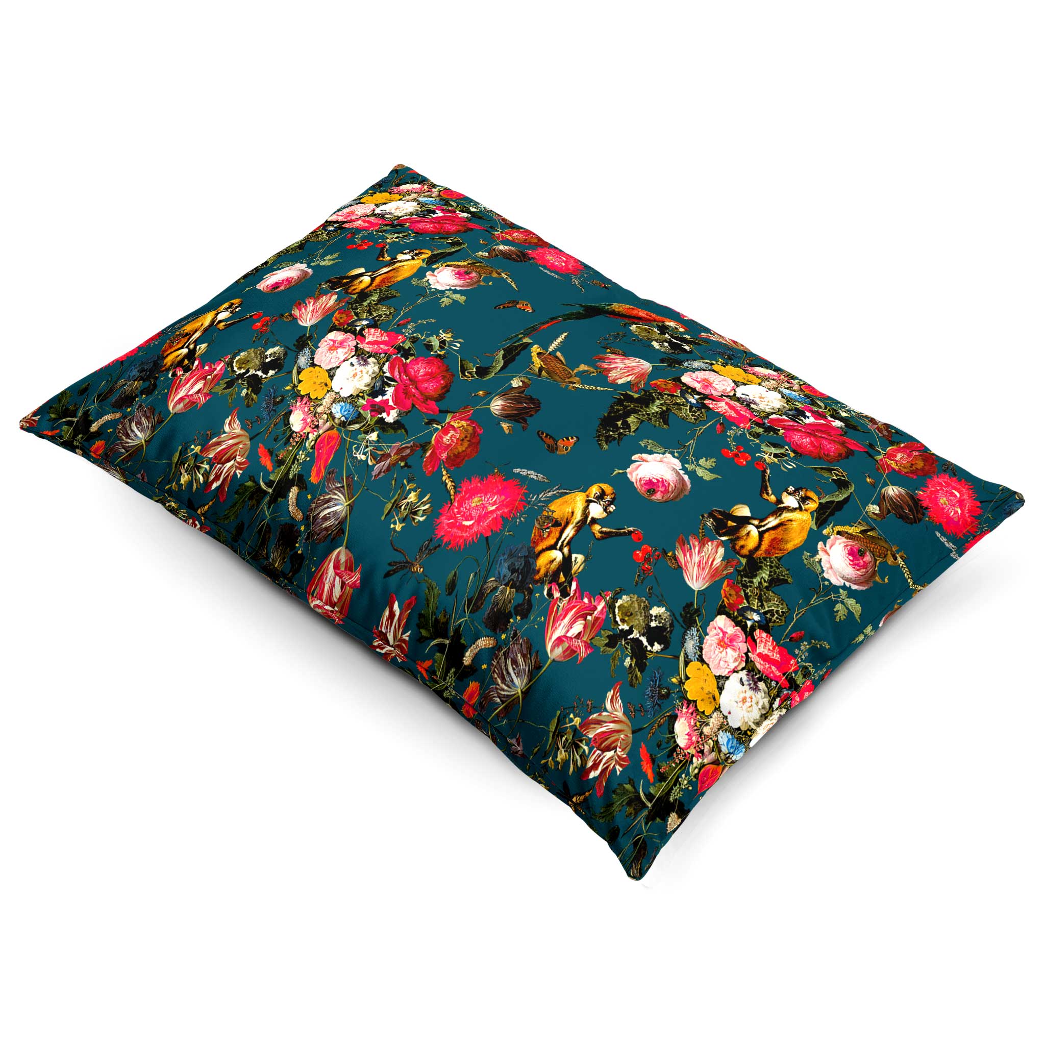 Monkey Puzzle | Sustainable Velvet Rectangle Cushion - Teal 50 x 30 cm Cover Only by Izabela Peters