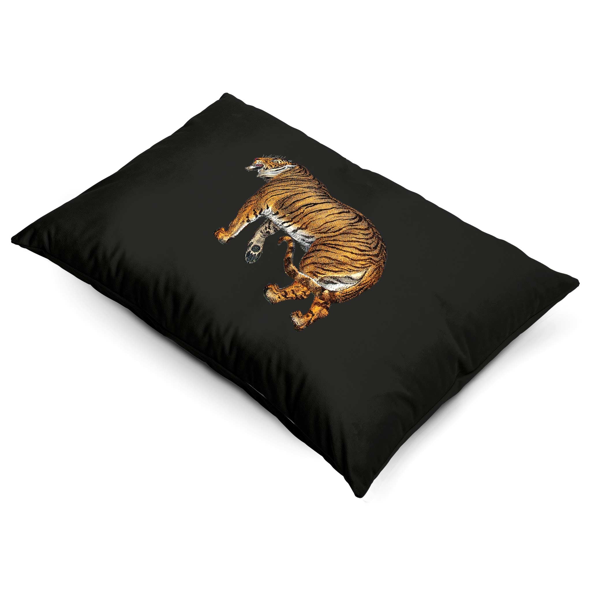 Tiger | Sustainable Velvet Rectangle Cushion - Charcoal 50 x 30 cm Cover Only by Izabela Peters