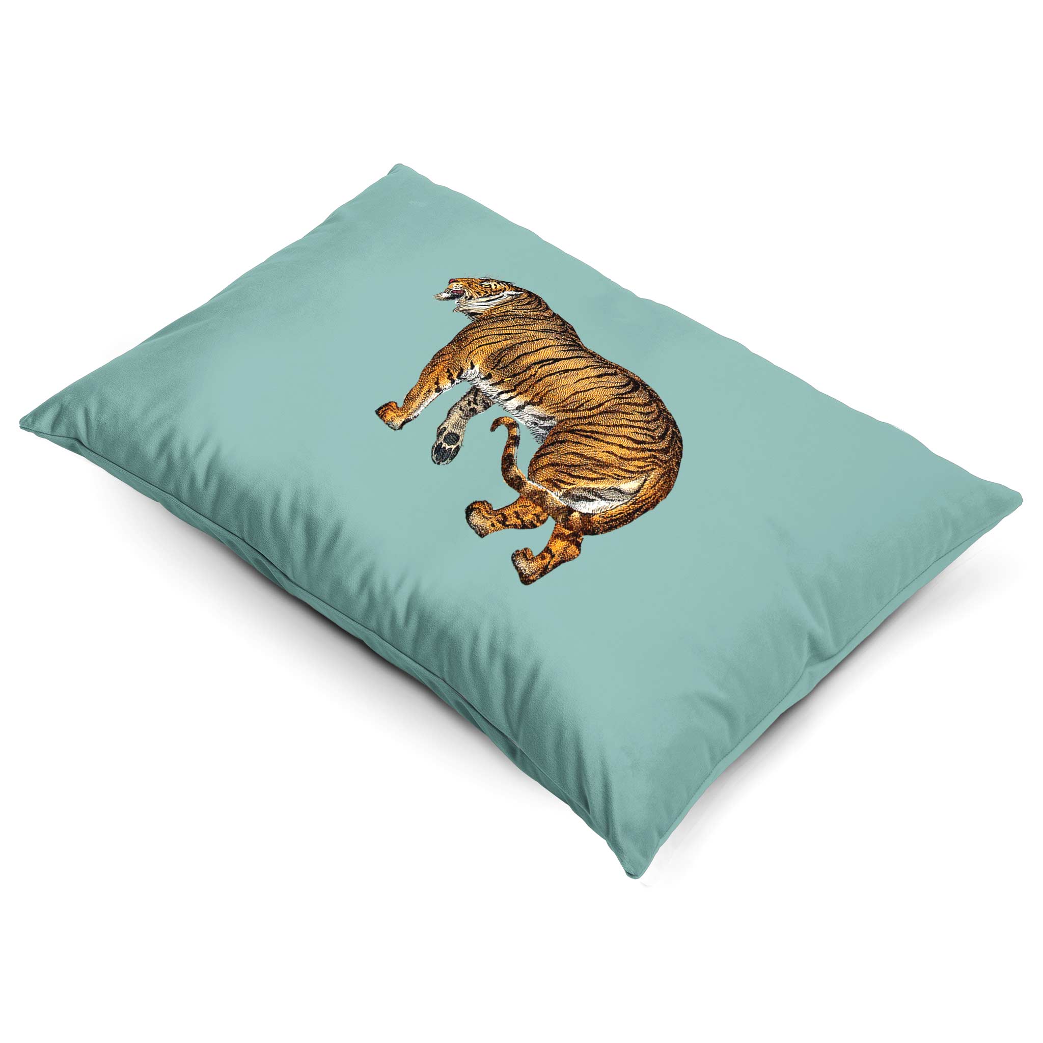 Tiger | Sustainable Velvet Rectangle Cushion - Blue Surf 50 x 30 cm Cover Only by Izabela Peters