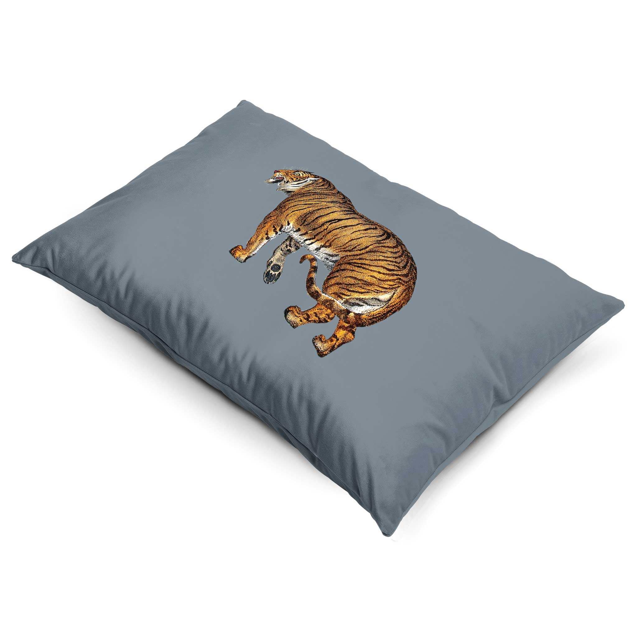 Tiger | Sustainable Velvet Rectangle Cushion - French Grey 50 x 30 cm Cover Only by Izabela Peters