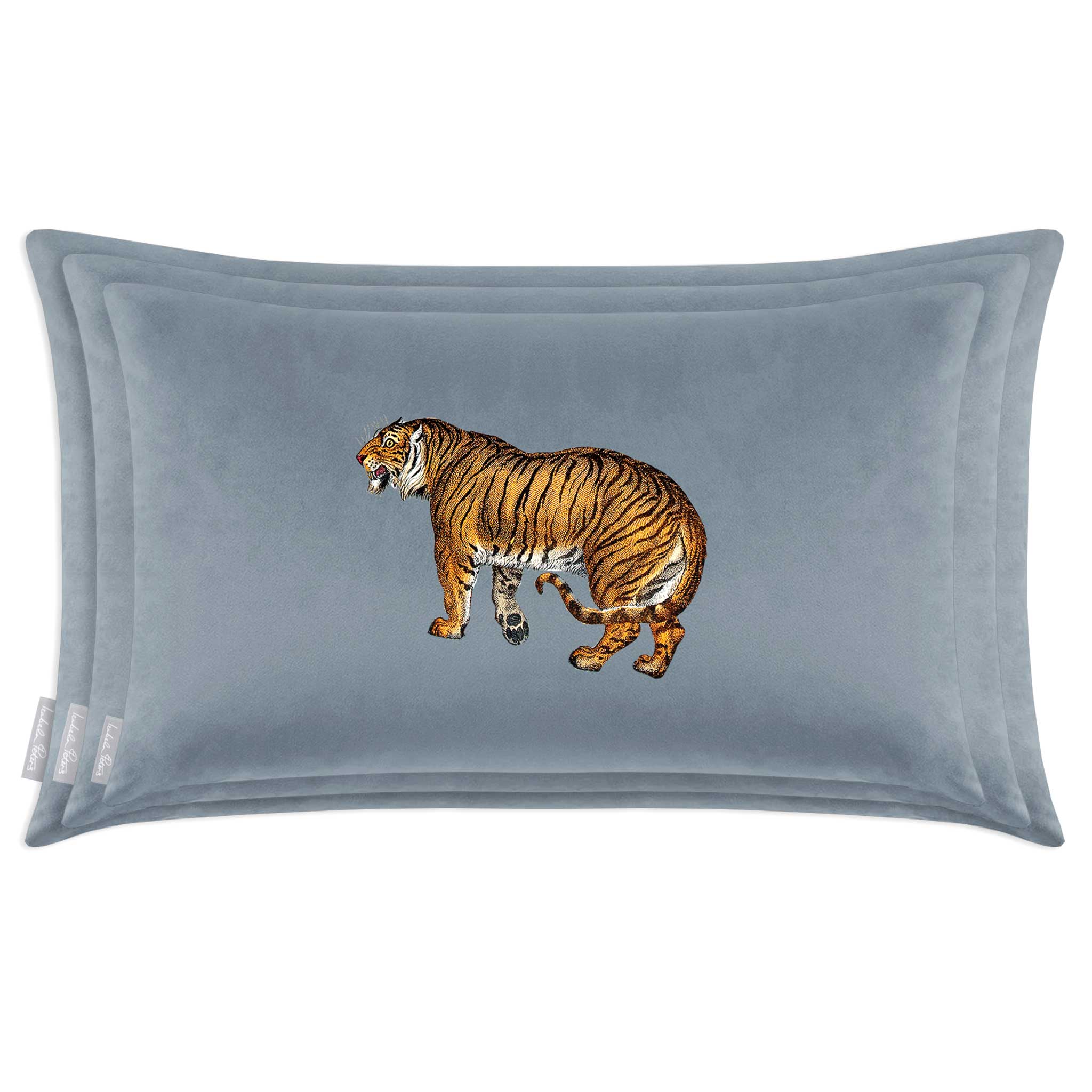 Tiger | Sustainable Velvet Rectangle Cushion - French Grey 50 x 30 cm Cover Only by Izabela Peters