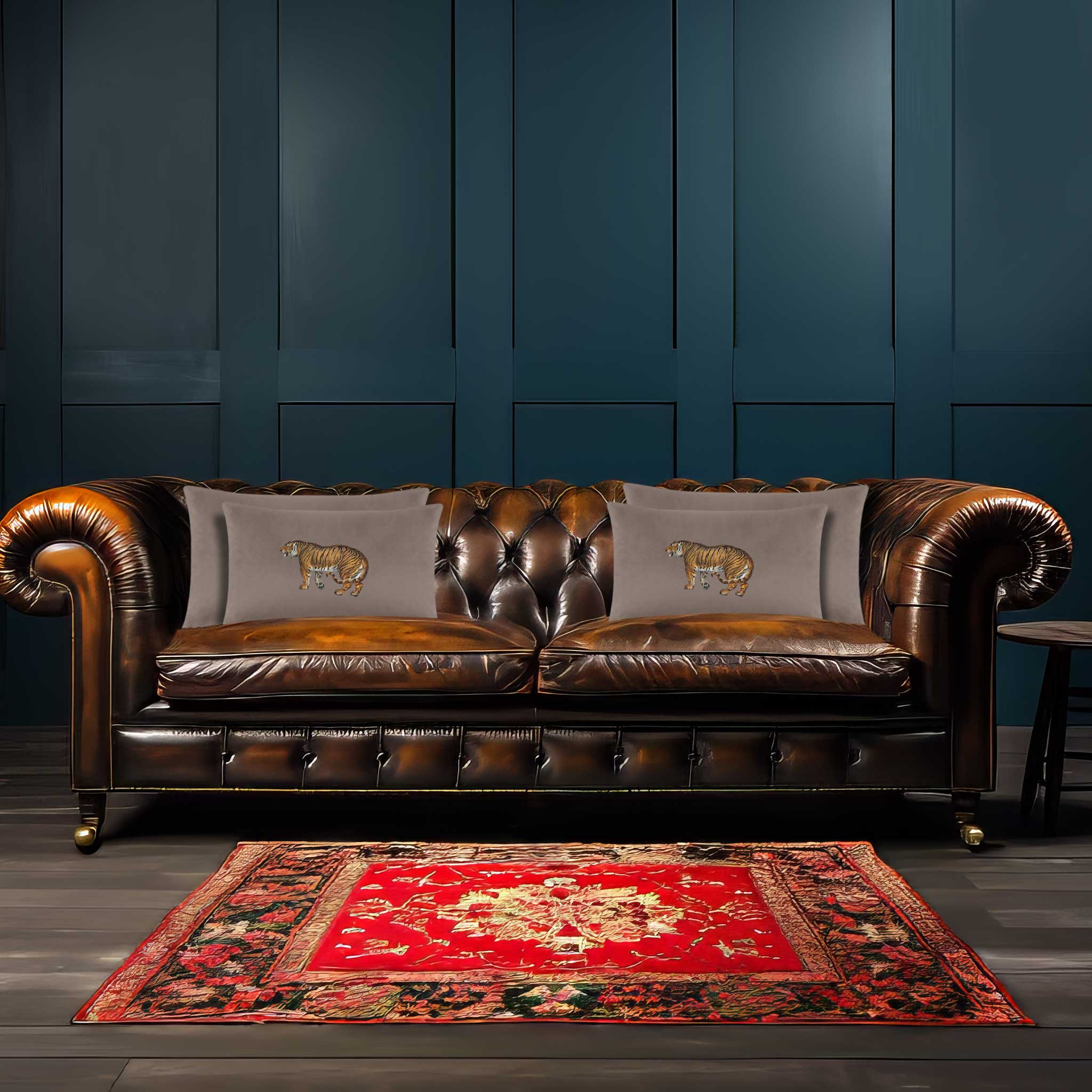 Tiger | Sustainable Velvet Rectangle Cushion - Dovedale Stone 50 x 30 cm Cover Only by Izabela Peters