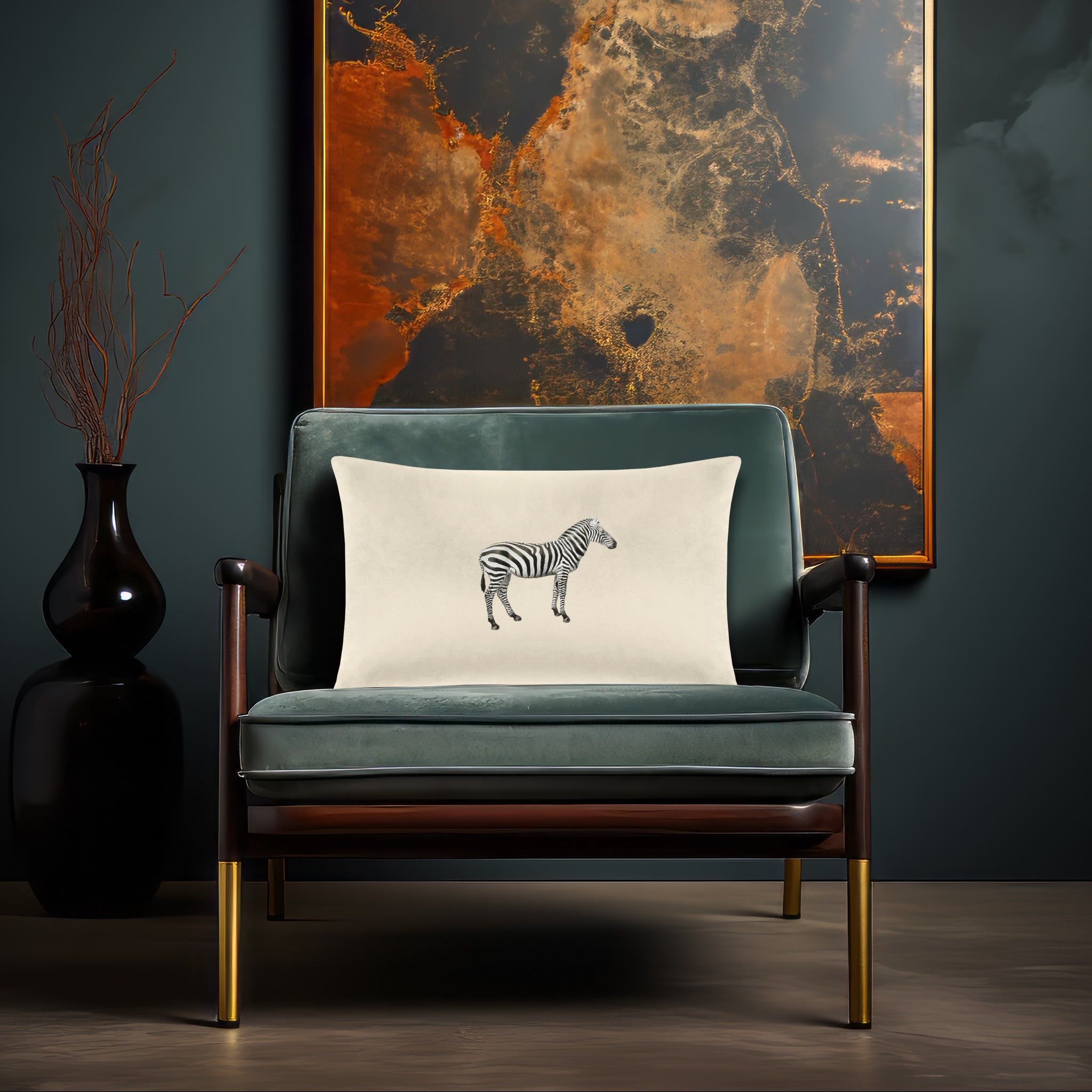 Zebra | Sustainable Velvet Rectangle Cushion in Ivory Cream 50 x 30 cm Cover Only | Izabela Peters
