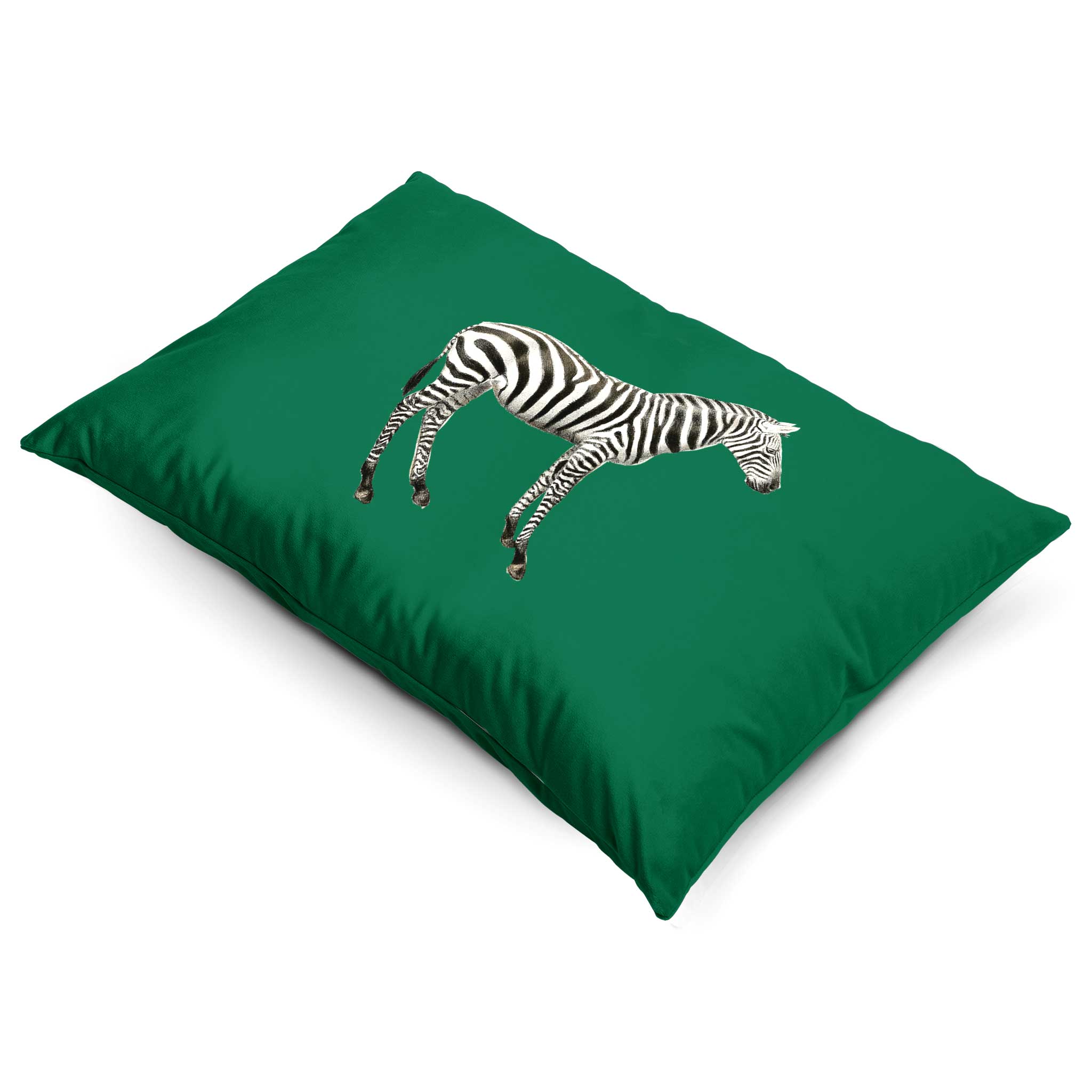 Zebra | Sustainable Velvet Rectangle Cushion - Emerald Green 50 x 30 cm Cover Only by Izabela Peters