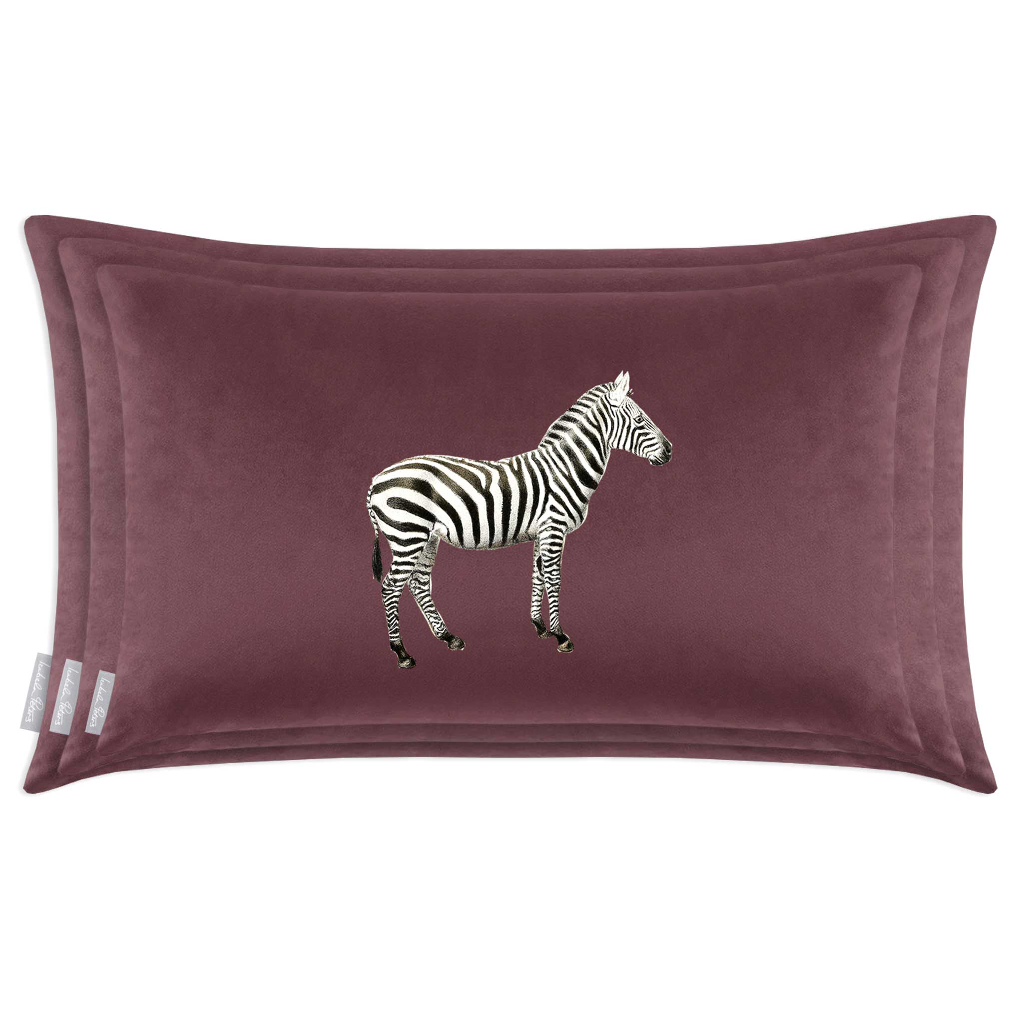 Zebra | Sustainable Velvet Rectangle Cushion - Italian Grape 50 x 30 cm Cover Only by Izabela Peters