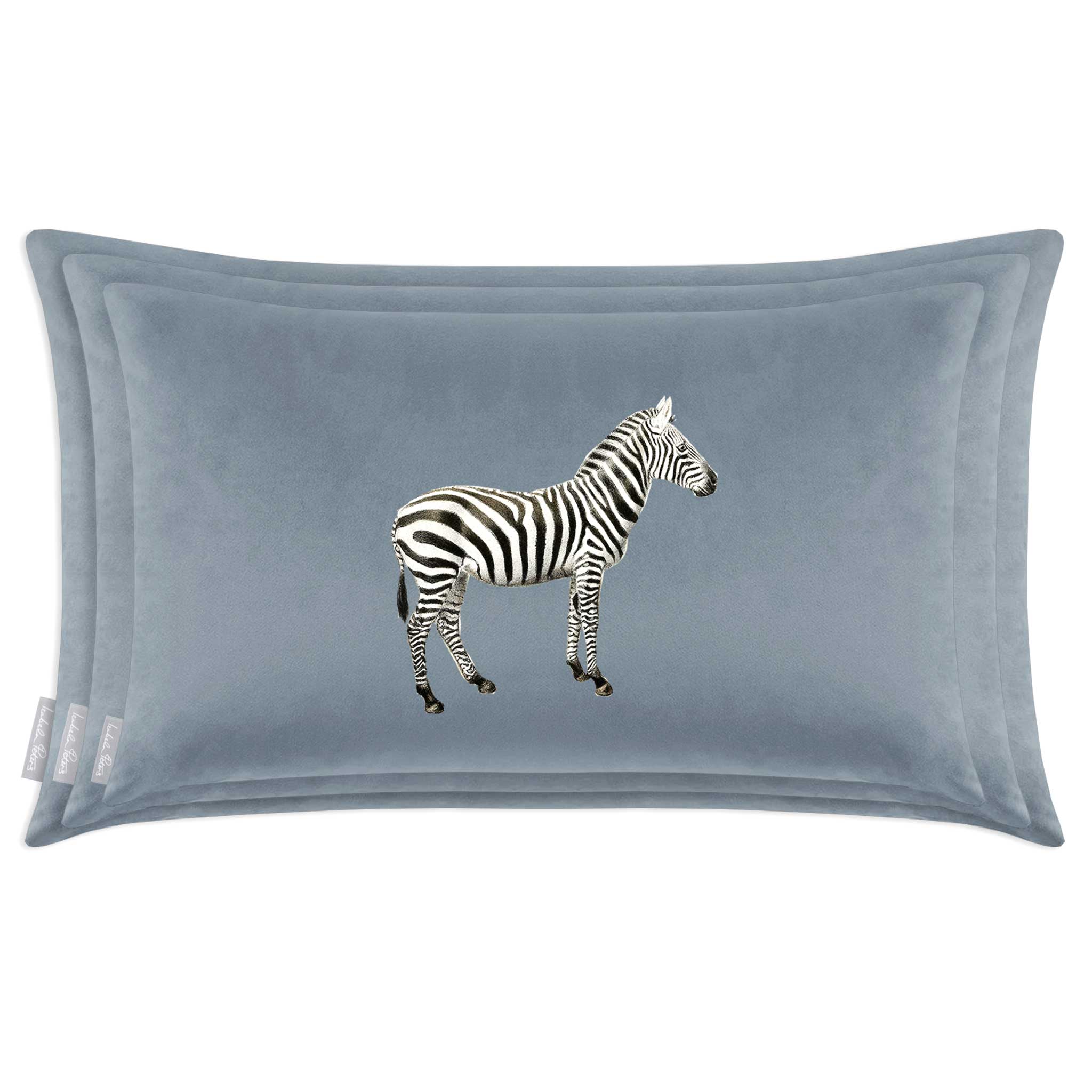 Zebra | Sustainable Velvet Rectangle Cushion - French Grey 50 x 30 cm Cover Only by Izabela Peters