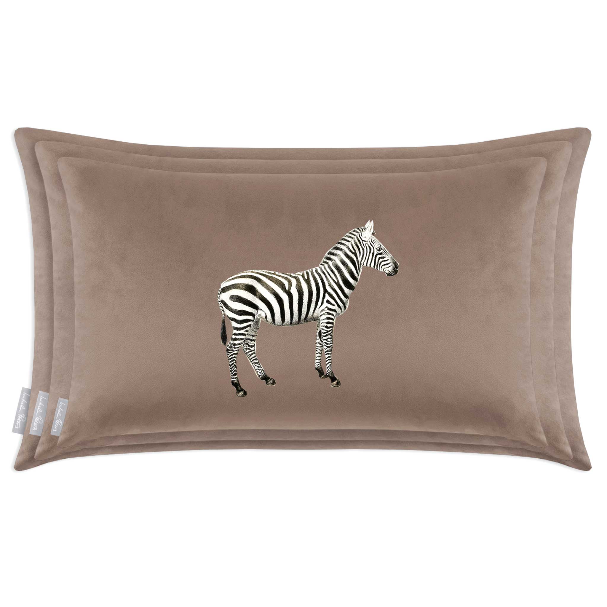 Zebra | Sustainable Velvet Rectangle Cushion - Dovedale Stone 50 x 30 cm Cover Only by Izabela Peters