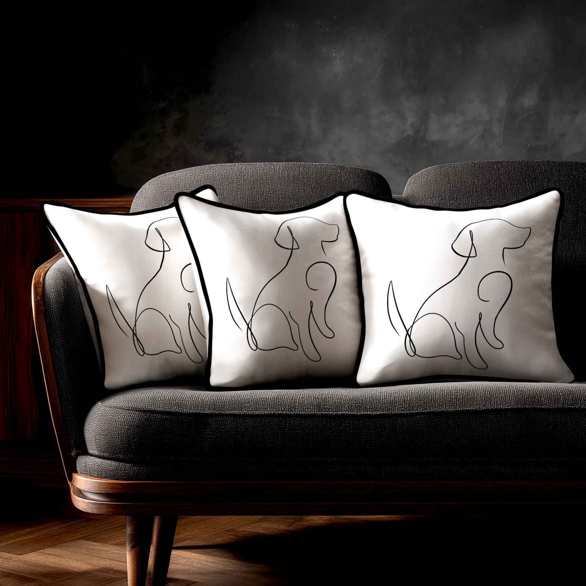 Dog | Sustainable Velvet Cushion - White & Black 40 x 40 cm Standard by Izabela Peters