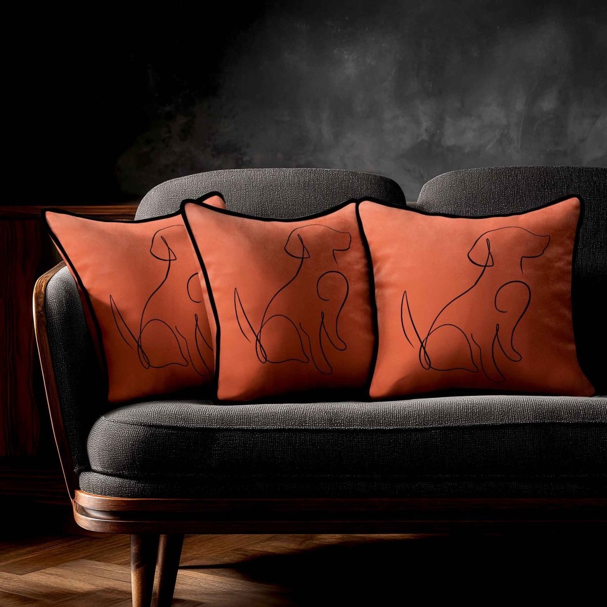 Dog | Sustainable Velvet Cushion - Burnt Ochre 40 x 40 cm Standard by Izabela Peters