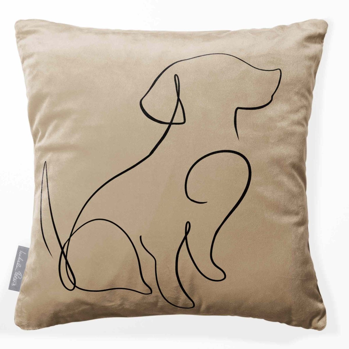 Dog | Sustainable Velvet Cushion - Taupe 40 x 40 cm Standard by Izabela Peters