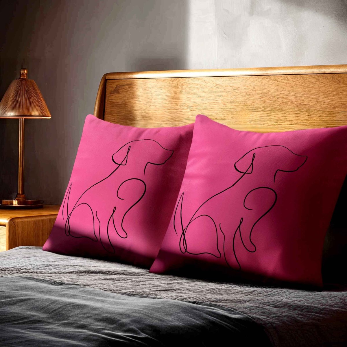 Dog | Sustainable Velvet Cushion - Hot Pink 40 x 40 cm Standard by Izabela Peters